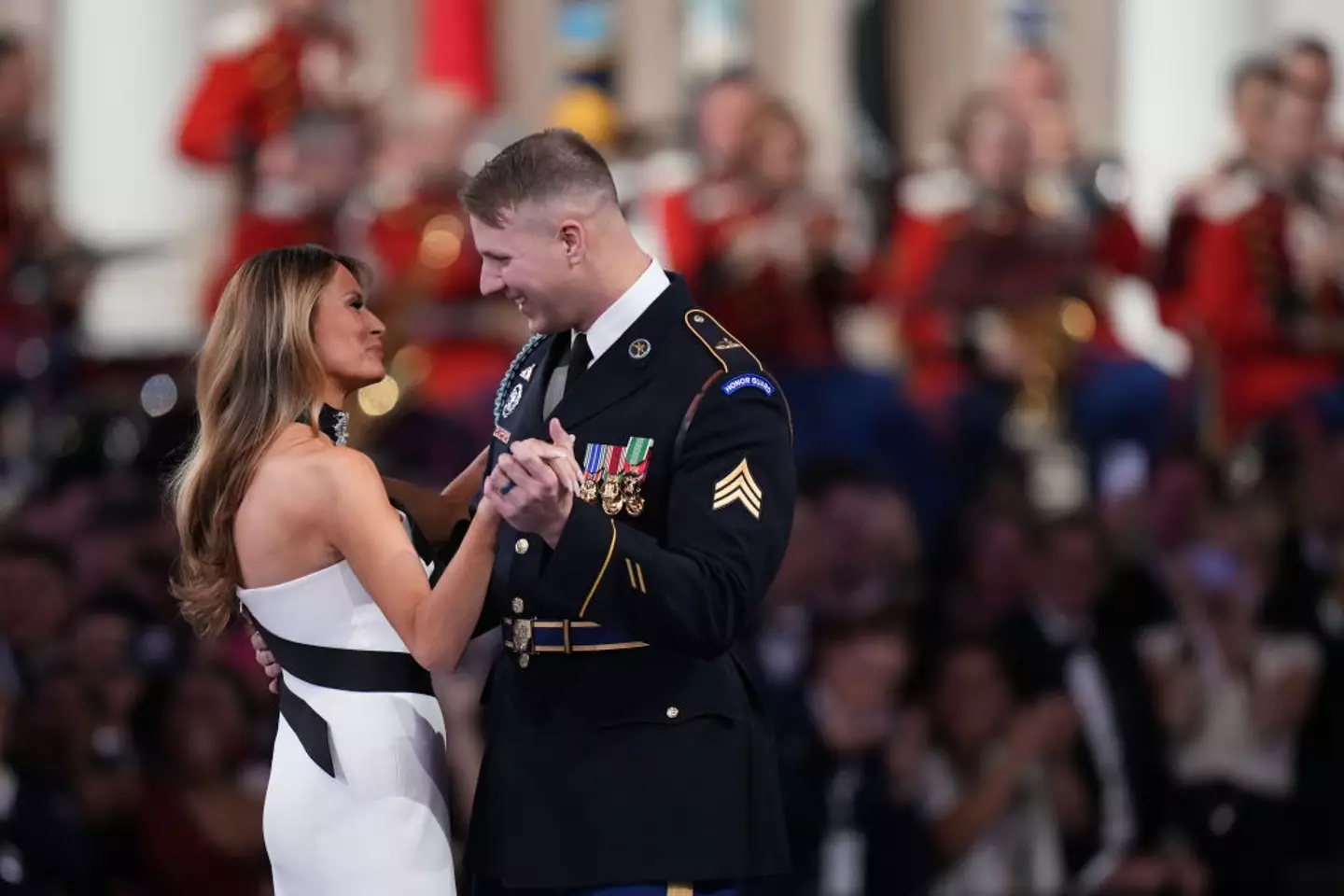 Sergeant Henry Waller shared a dance with Melania Trump during the Commander-in-Chief ball (Andrew Harnik / Staff / Getty Images)