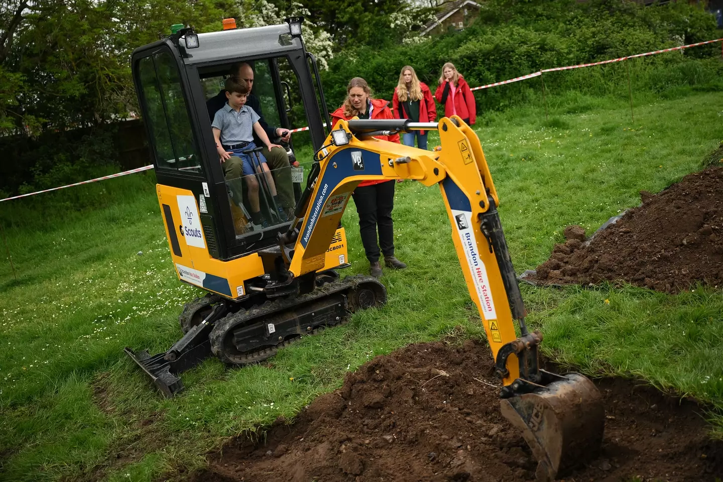 Louis joined his dad on a digger.