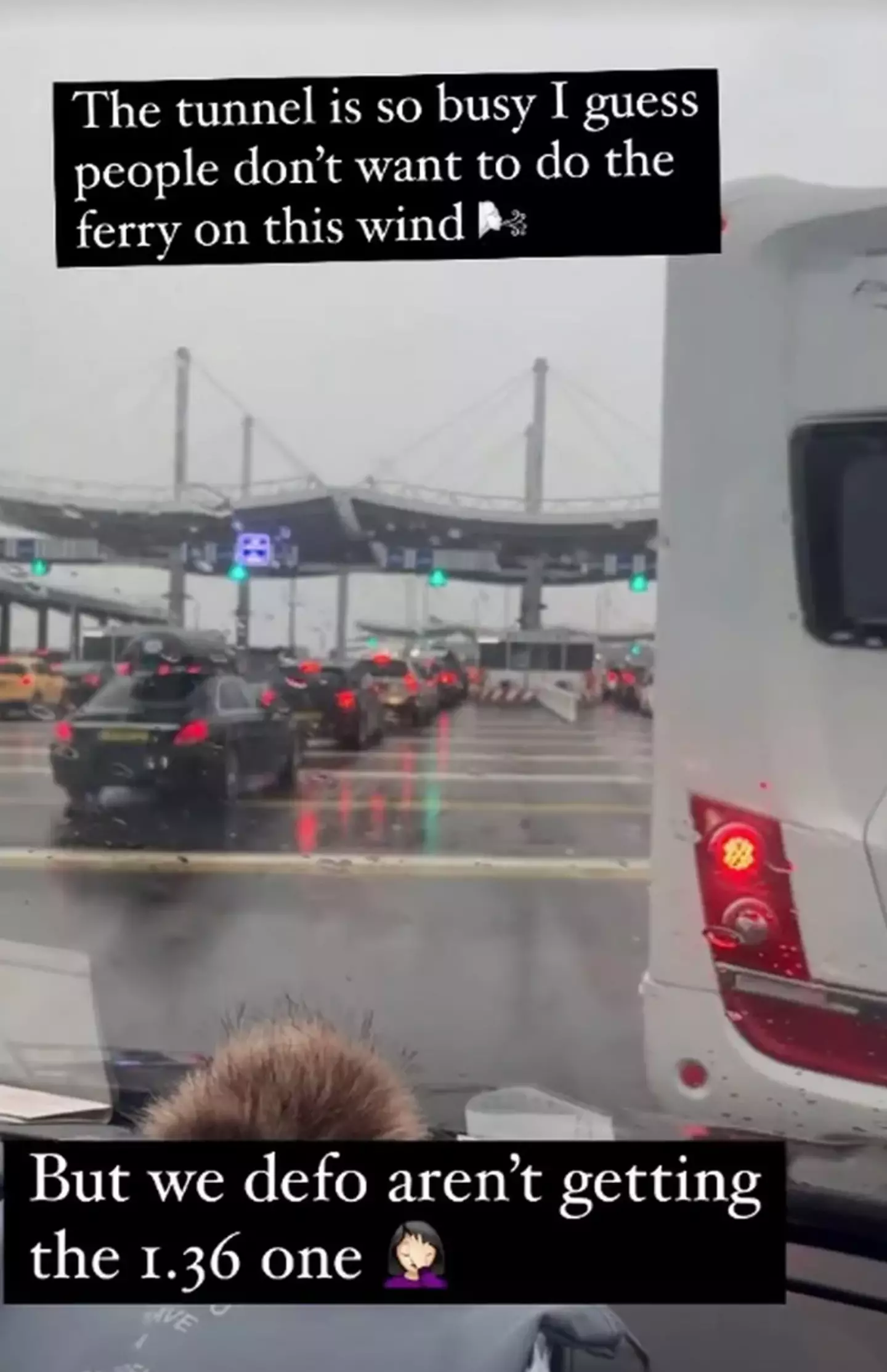 The Radfords were stuck queuing at the tunnel.