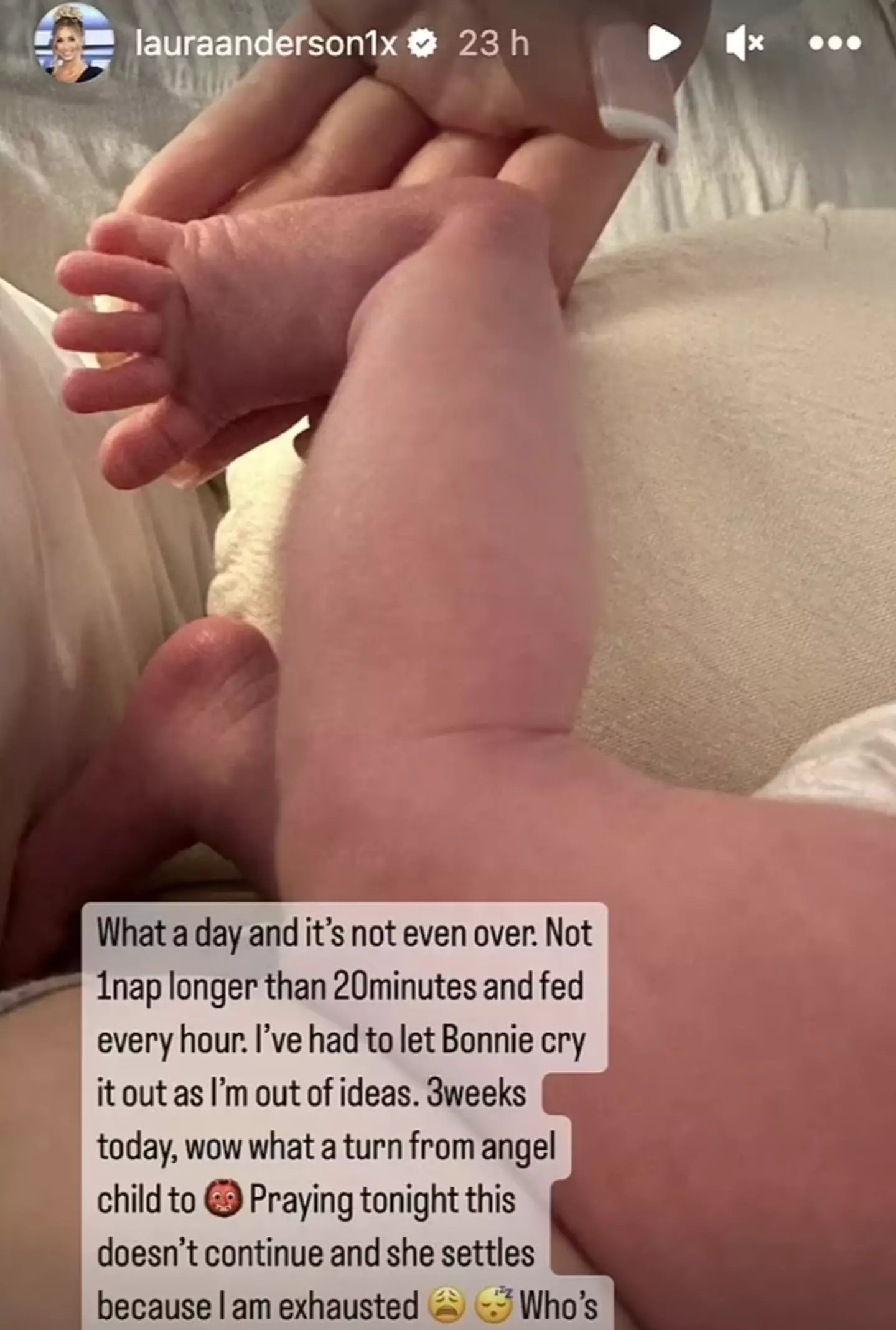 Laura Anderson was brutally honest about being a new mum.
