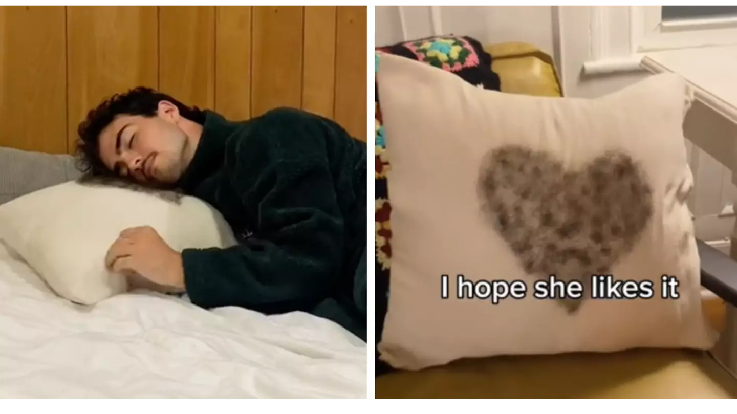 Man makes long-distance girlfriend pillow stitched with his chest hair for her to sleep with
