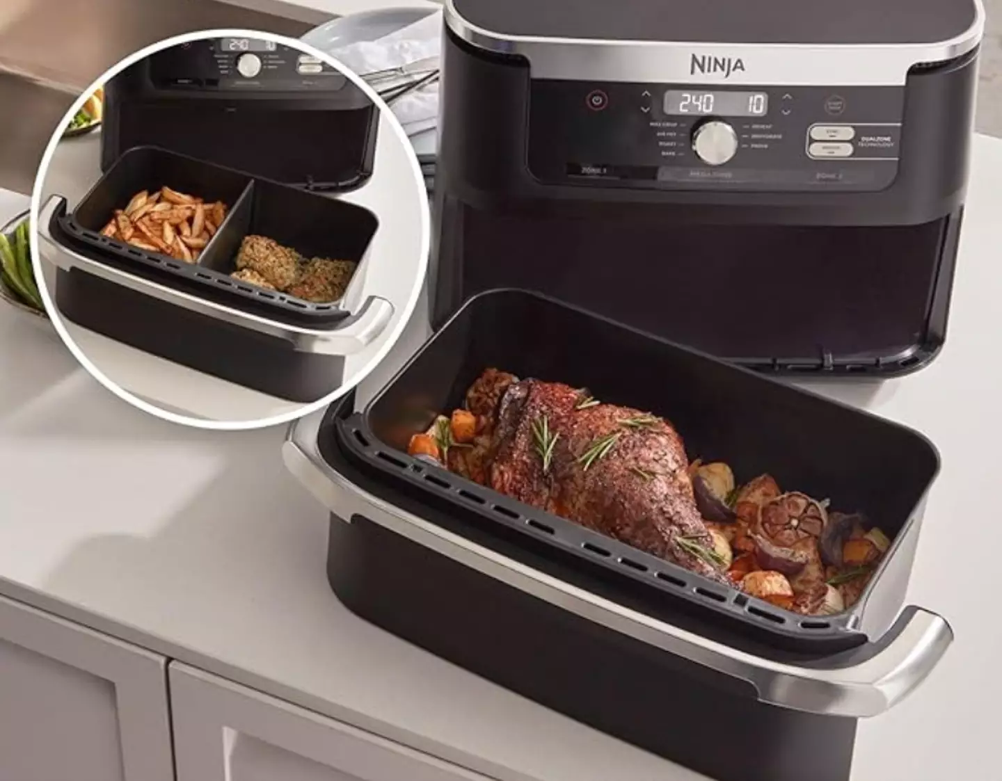 Some reviews reveal they've even managed a whole roast chicken dinner using their air fryer. (Ninja/Amazon)