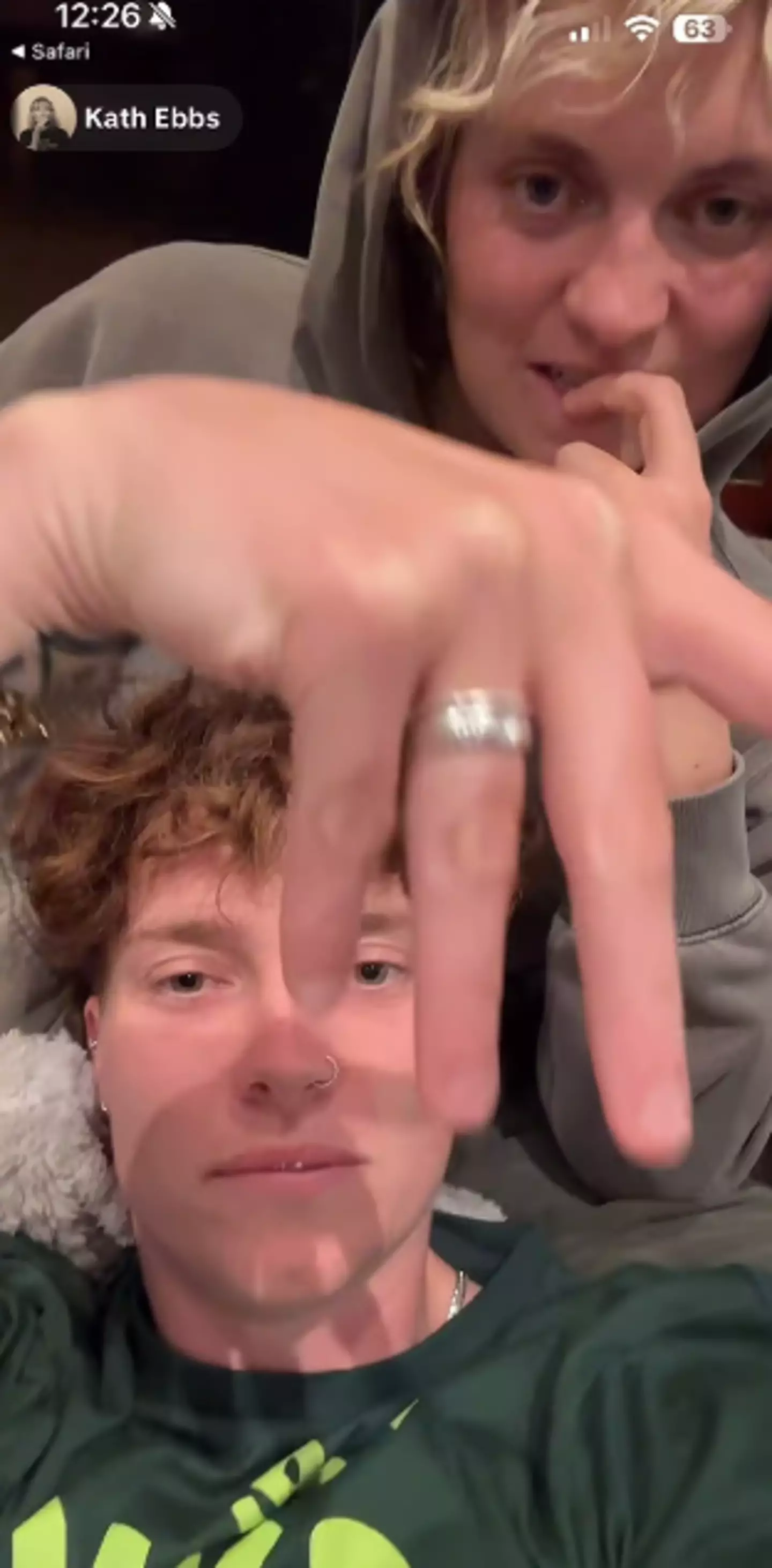Kath and Tilly joked about getting engaged in the social media live earlier this week (TikTok/@kathebbss)