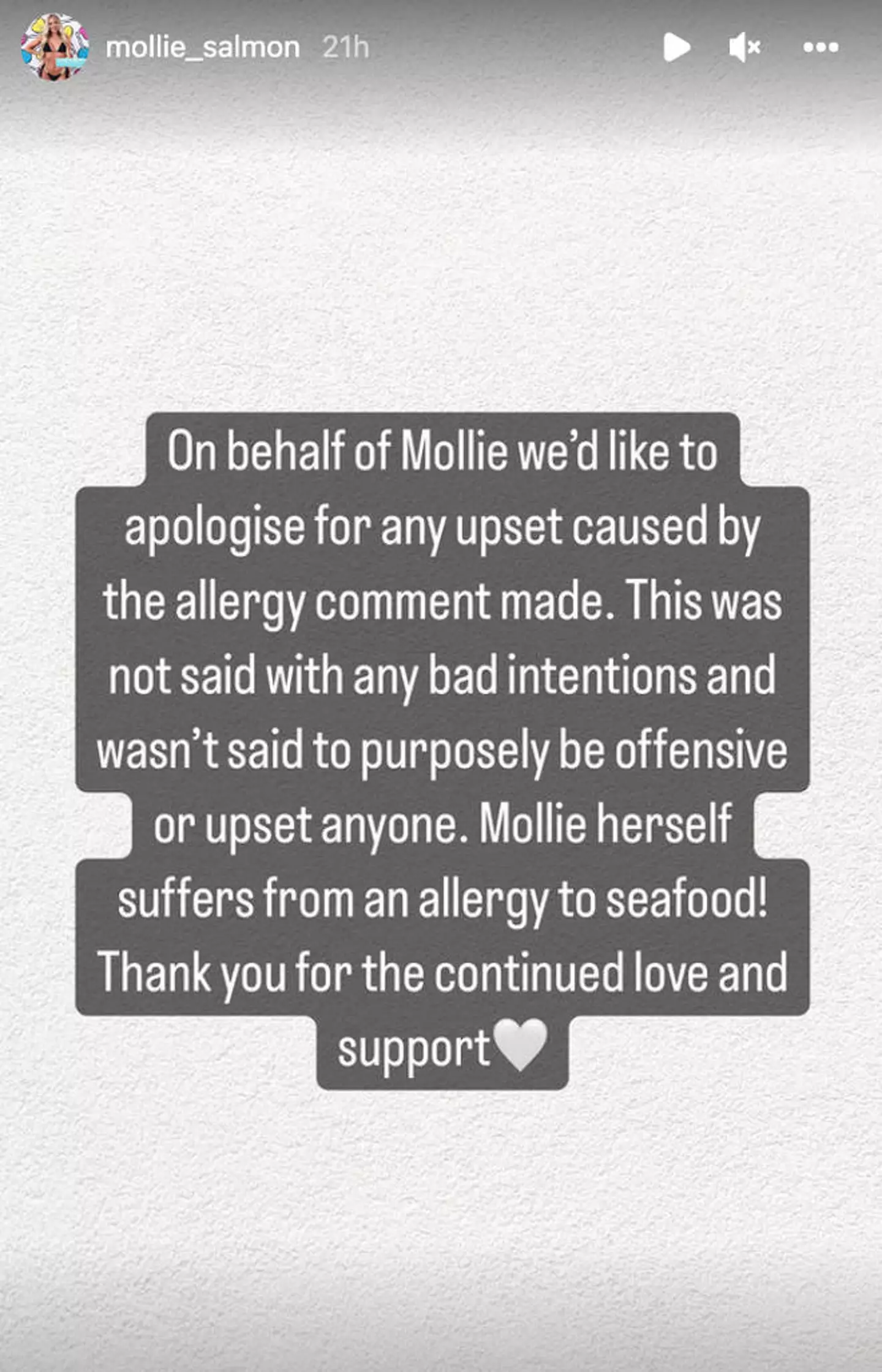 Molly Salmon's family released a statement.