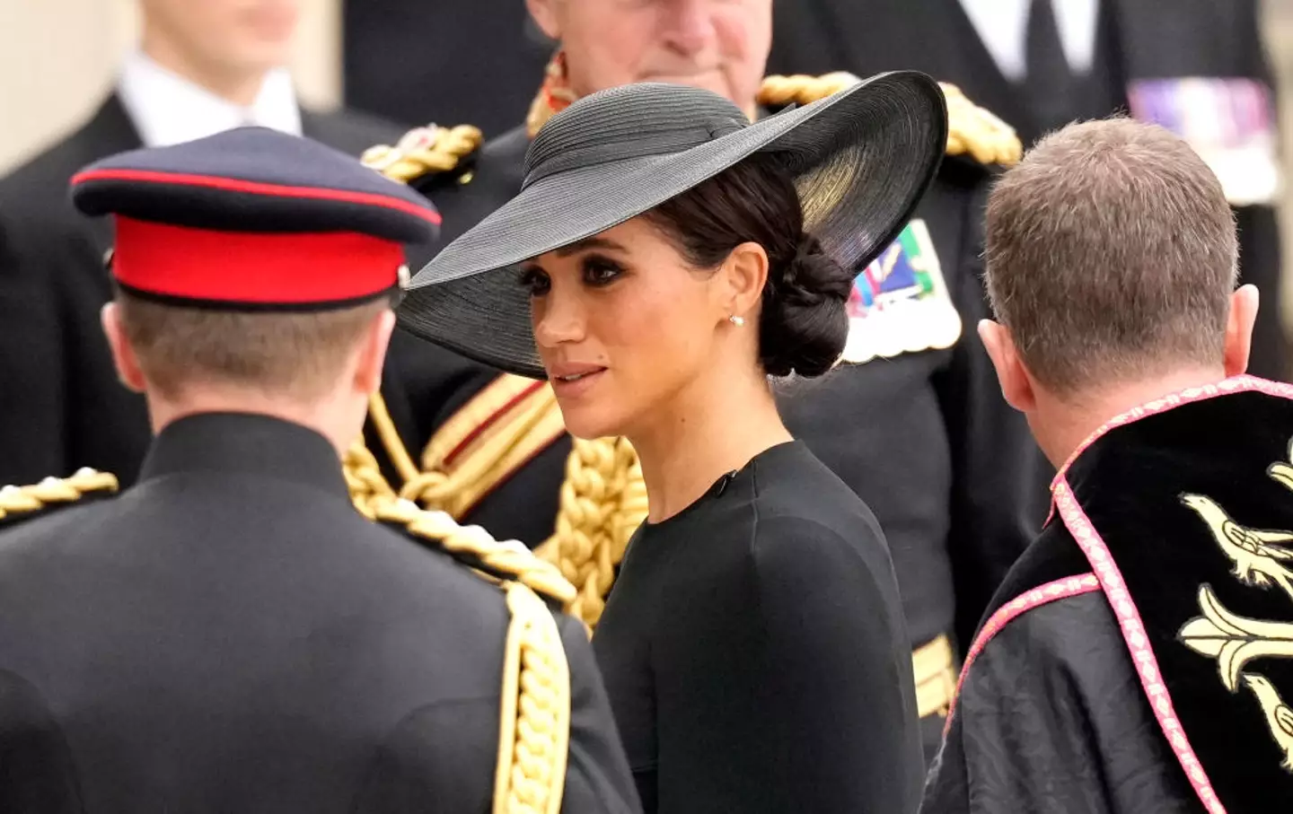 Meghan Markle paid her respects to Queen Elizabeth II at her state funeral in 2022. (Christopher Furlong/Getty Images)