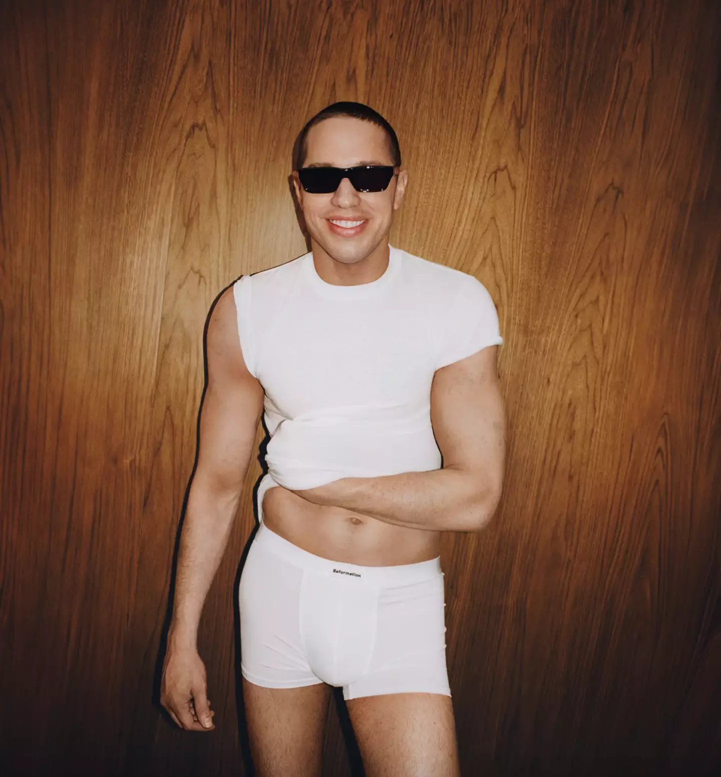 Davidson has already started the lengthy tattoo removal process (Angelo Pennetta for Reformation)