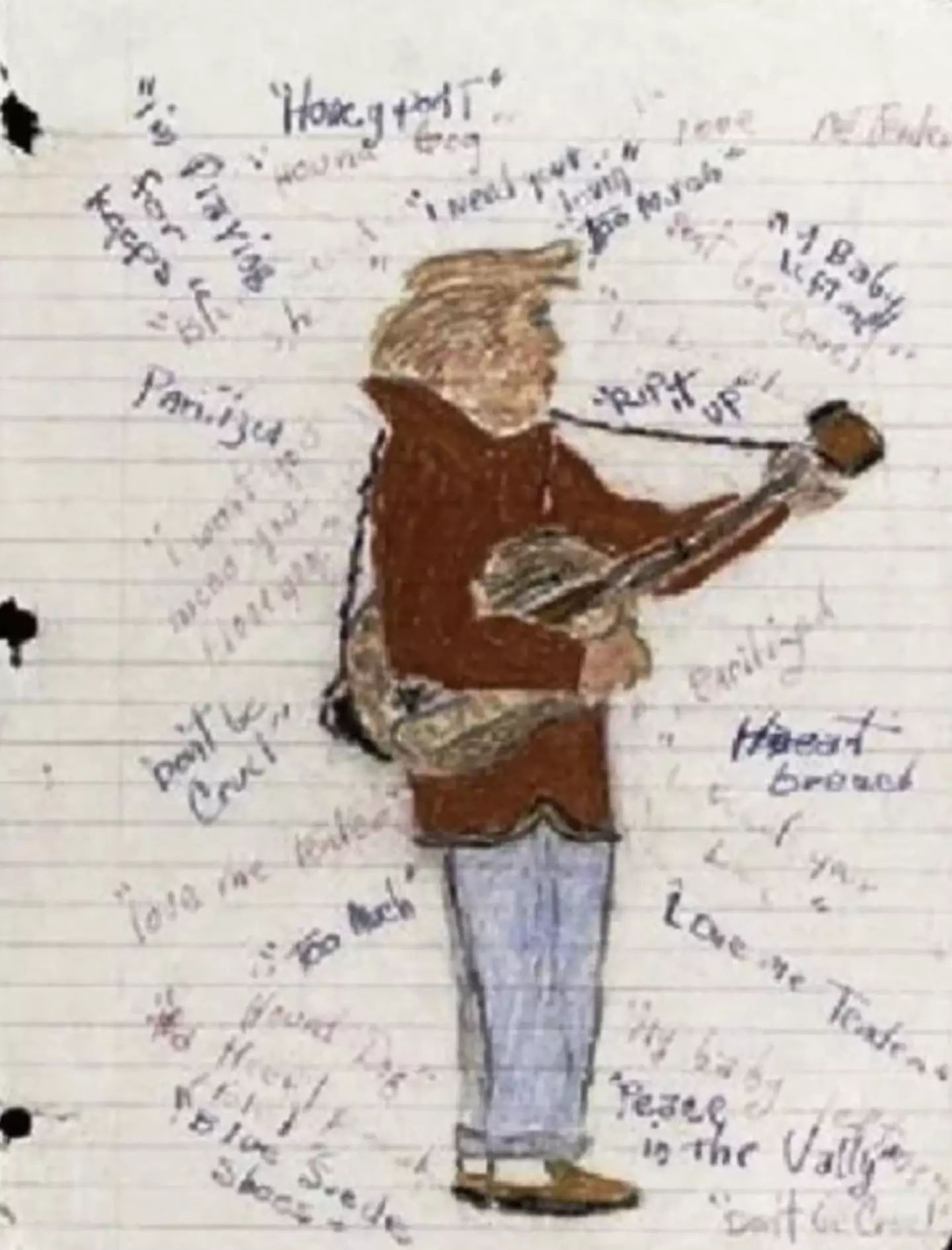 Rock legend, Jimi Hendrix, drew a picture of Elvis Presley after seeing him in concert as a teenager (Reddit)