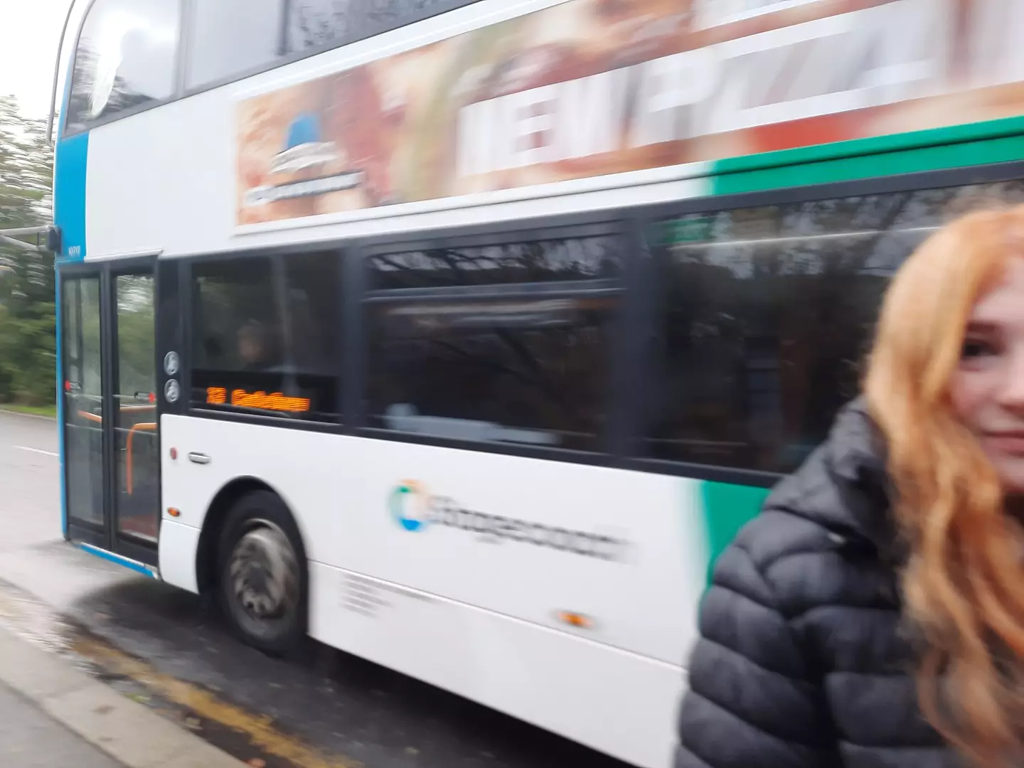 The bus sometimes drives past students.