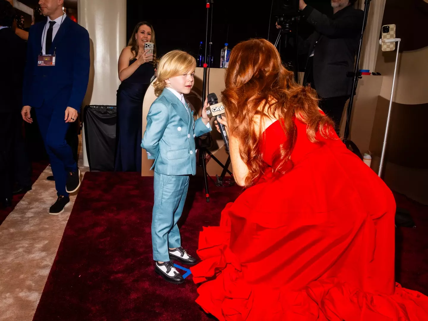 The youngster was interviewed on the red carpet (Roger Kisby/2026GG/Penske Media via Getty Images)