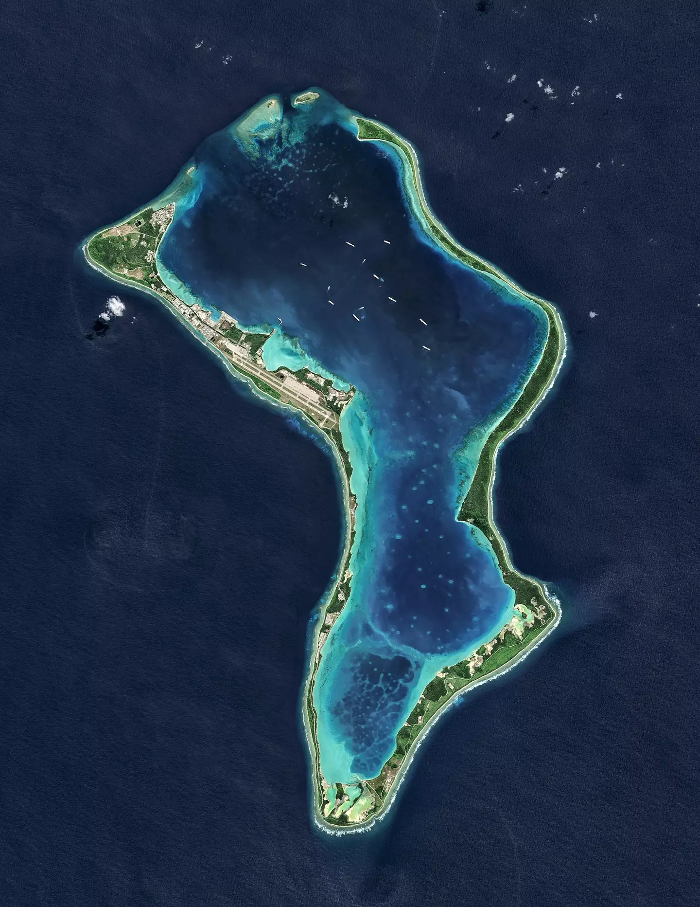 The Chagos Islands include the UK-US military base on Diego Garcia (USGS/NASA Landsat data/Orbital Horizon Gallo Images/Gallo Images/Getty Images)