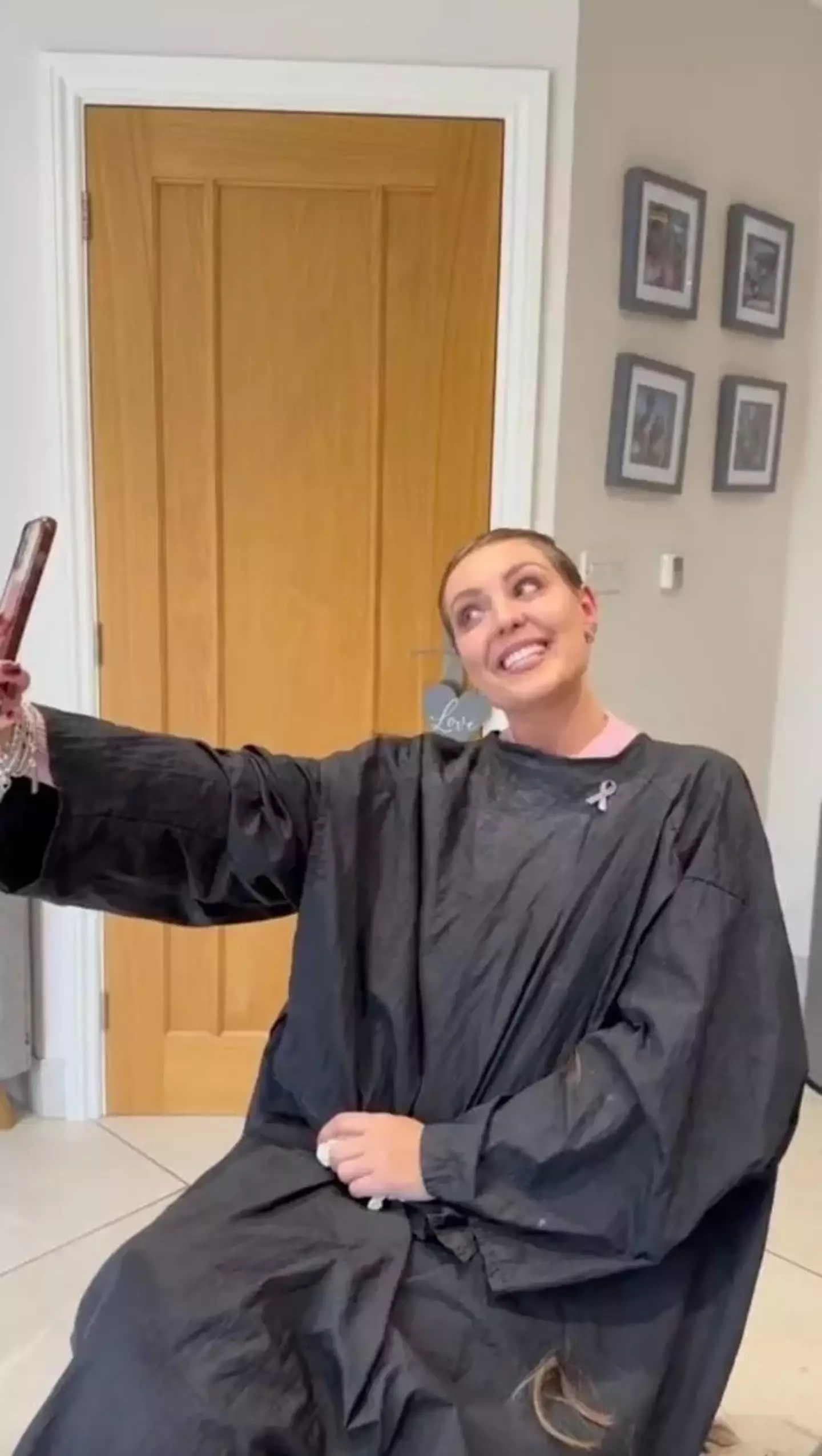 Amy's family helped her to shave her head. Instagram/@Amy_dowden