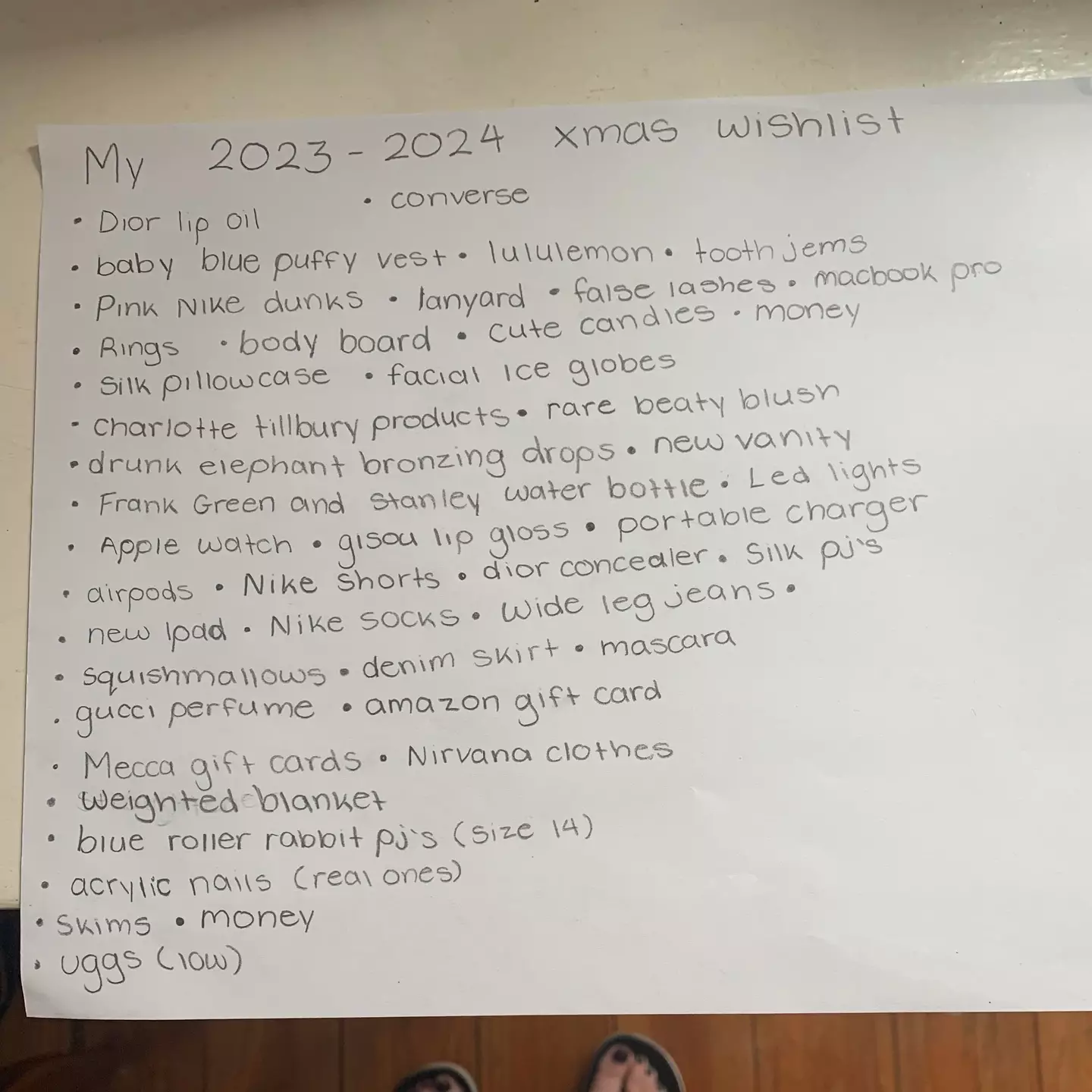 One teenager's Christmas list (X/@ambersinsane)