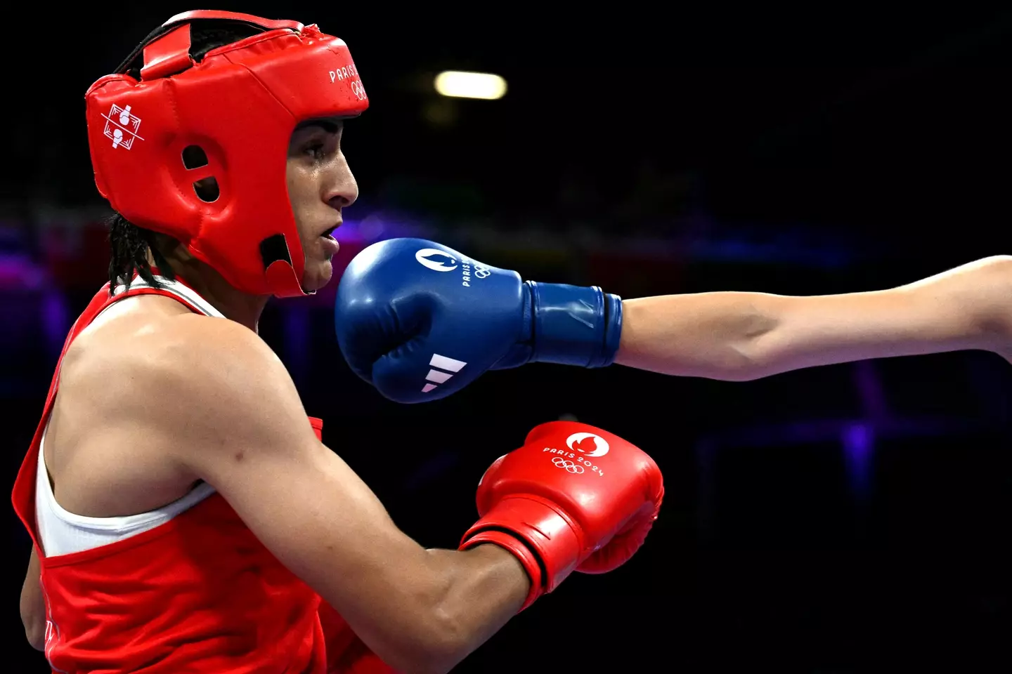 Imane Khelif came away with the win. (MOHD RASFAN/AFP via Getty Images)