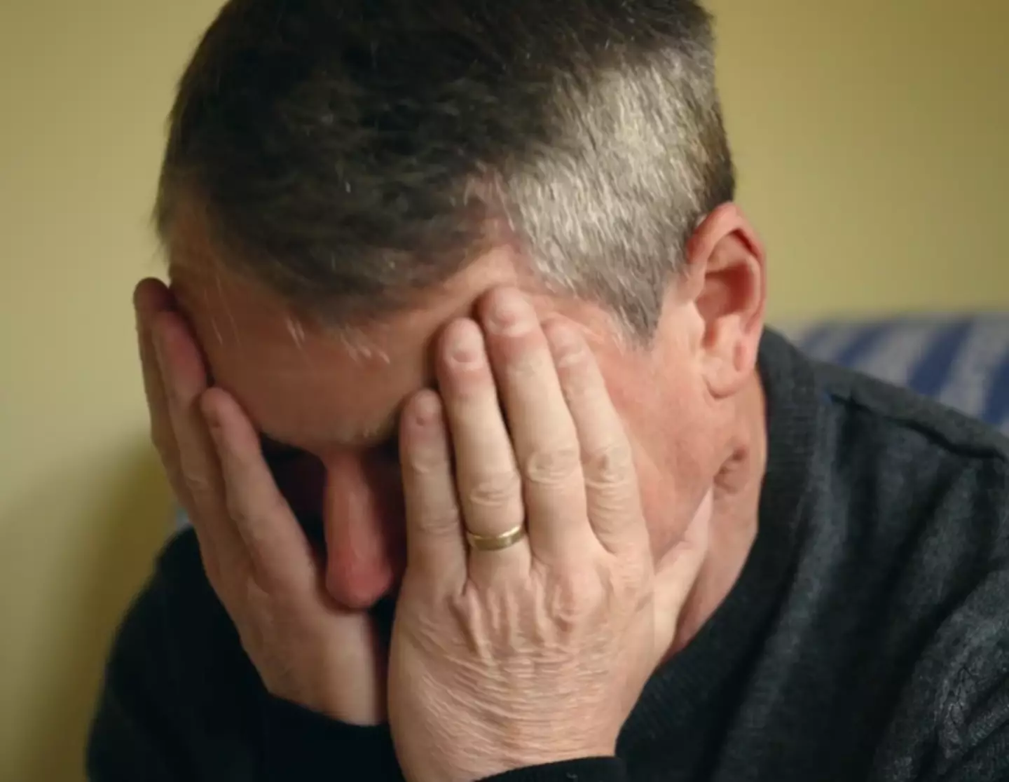 He teared up as he spoke to a psychotherapist. (Channel 5)