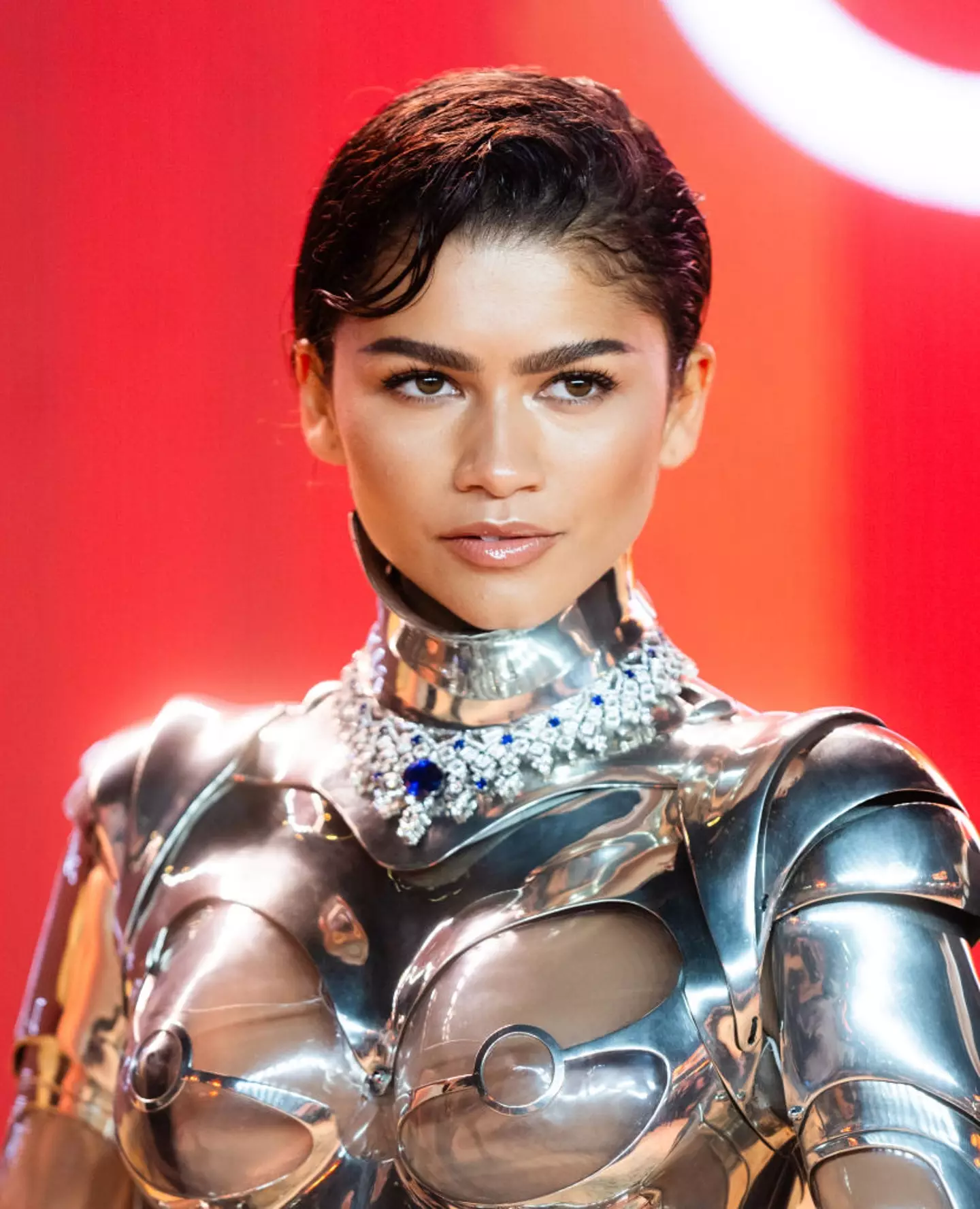 Zendaya wore an incredible full metal body suit to the premiere for Dune: Part Two yesterday (15 February).