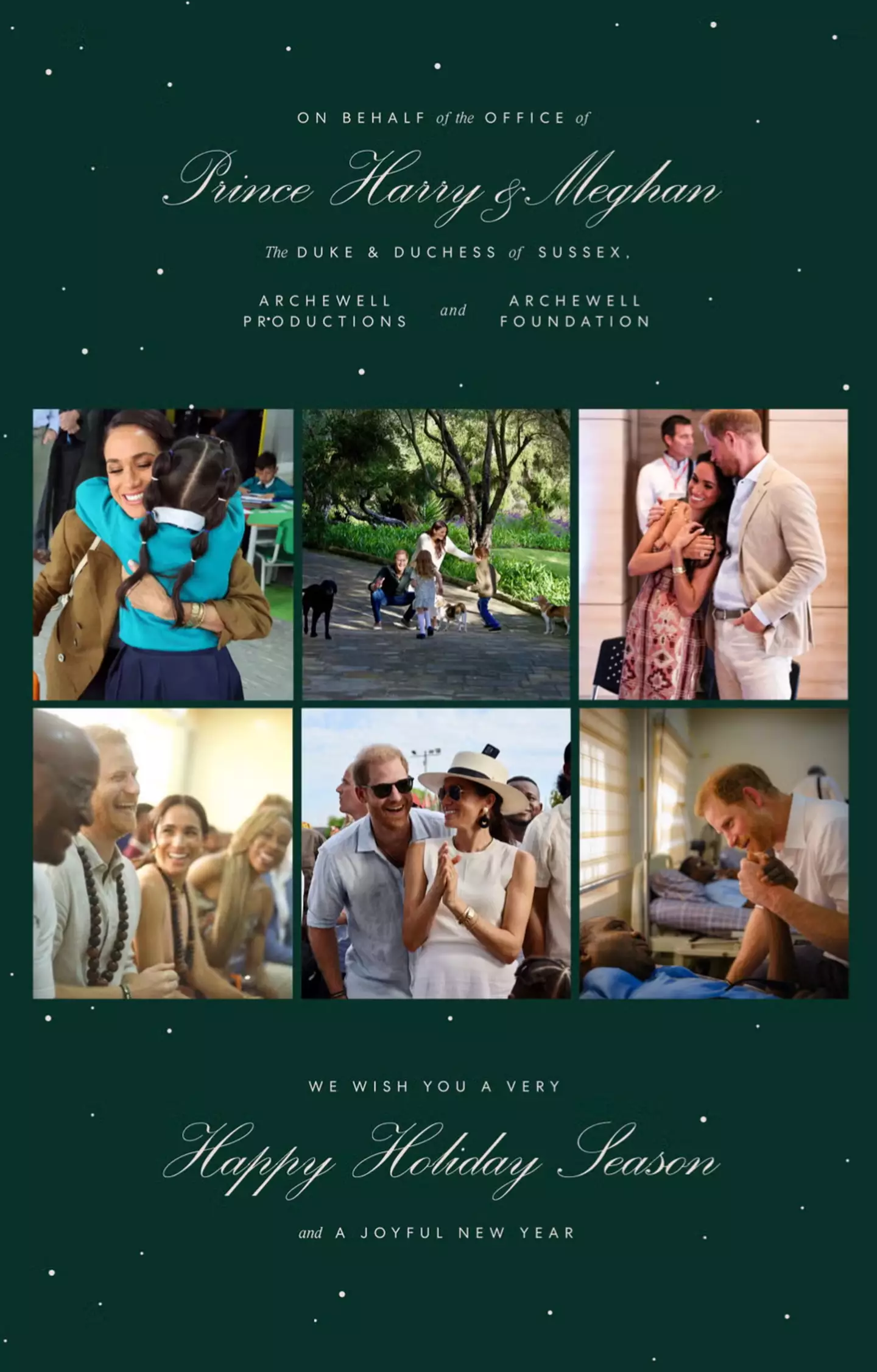 The couple's card has been presented as a collage (Archewell Foundation)