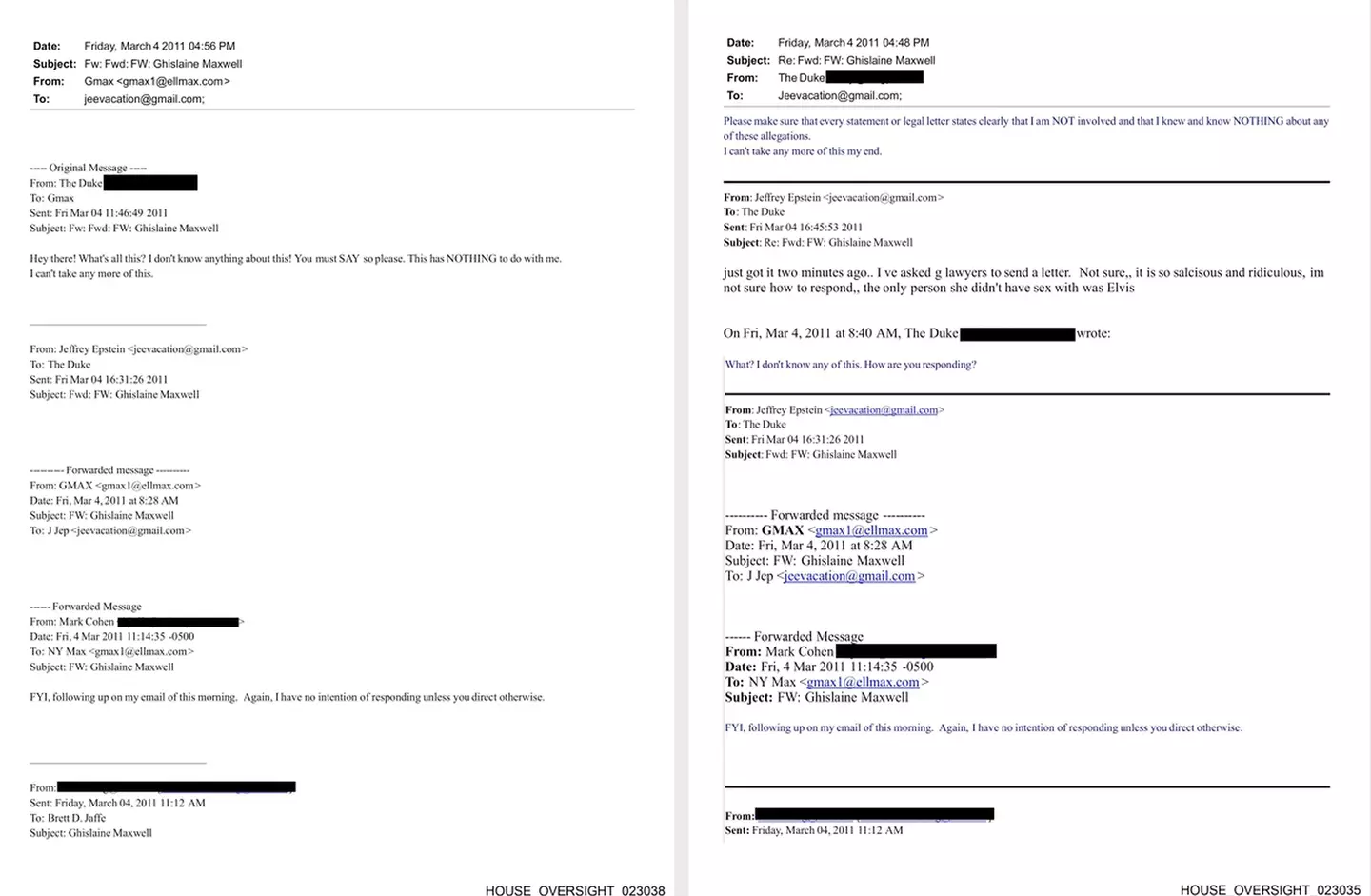 Epstein corresponds with someone listed as 'The Duke', which is thought to be Andrew (PA)