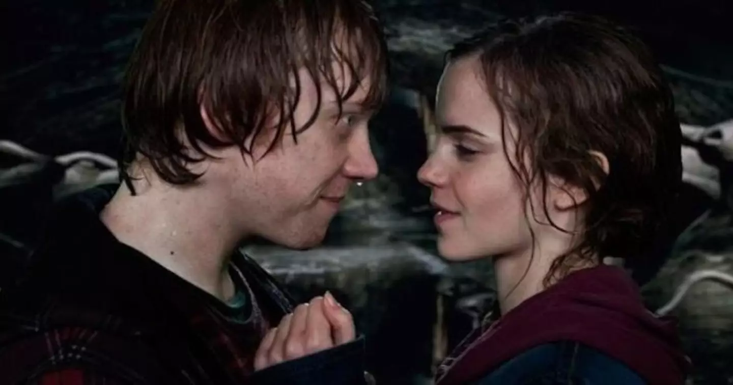 Hermione ends up with Ron, of course (