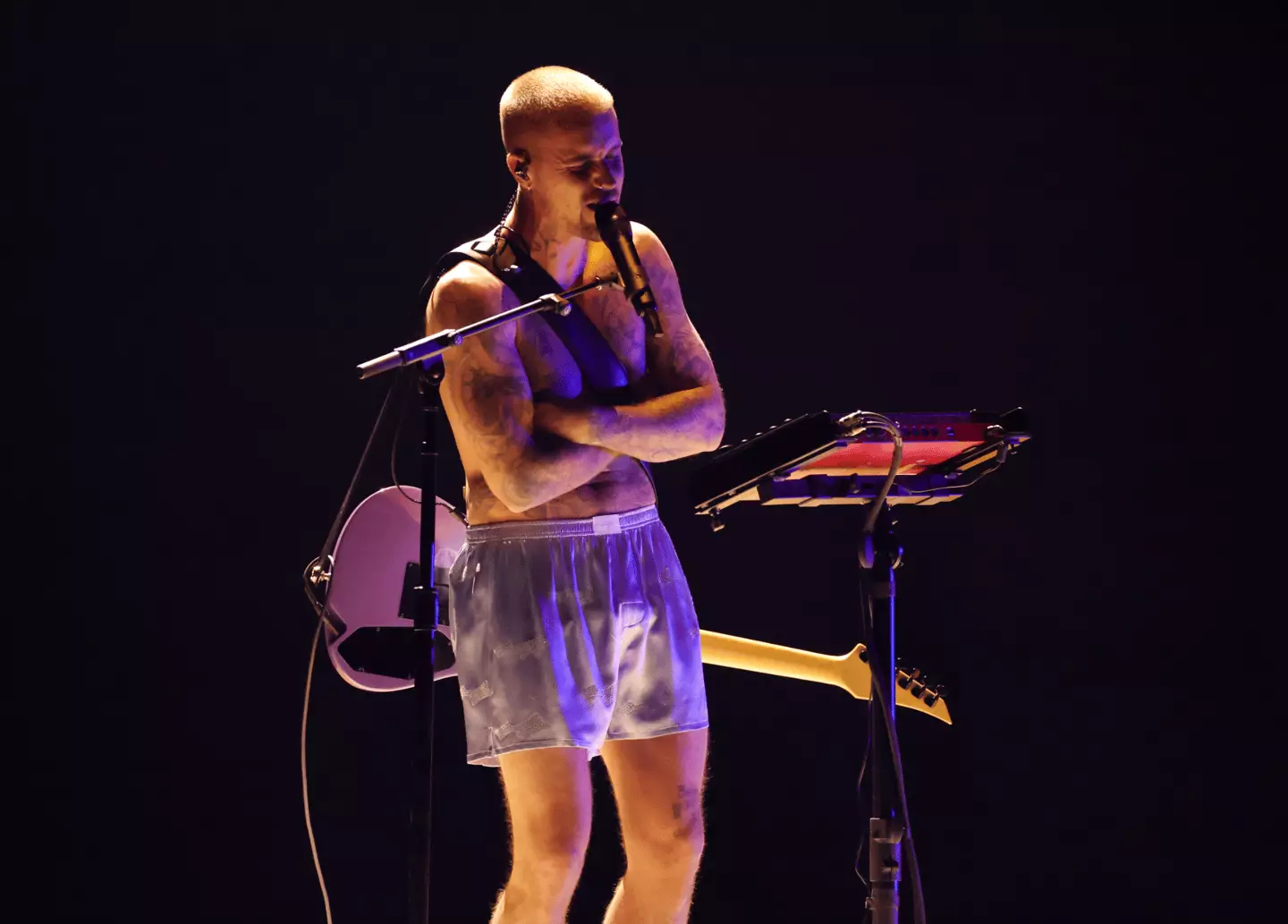 Justin Bieber performed 'YUKON' at the Grammys yesterday wearing just his underwear and a pair of socks (Kevin Winter/Getty Images for The Recording Academy)