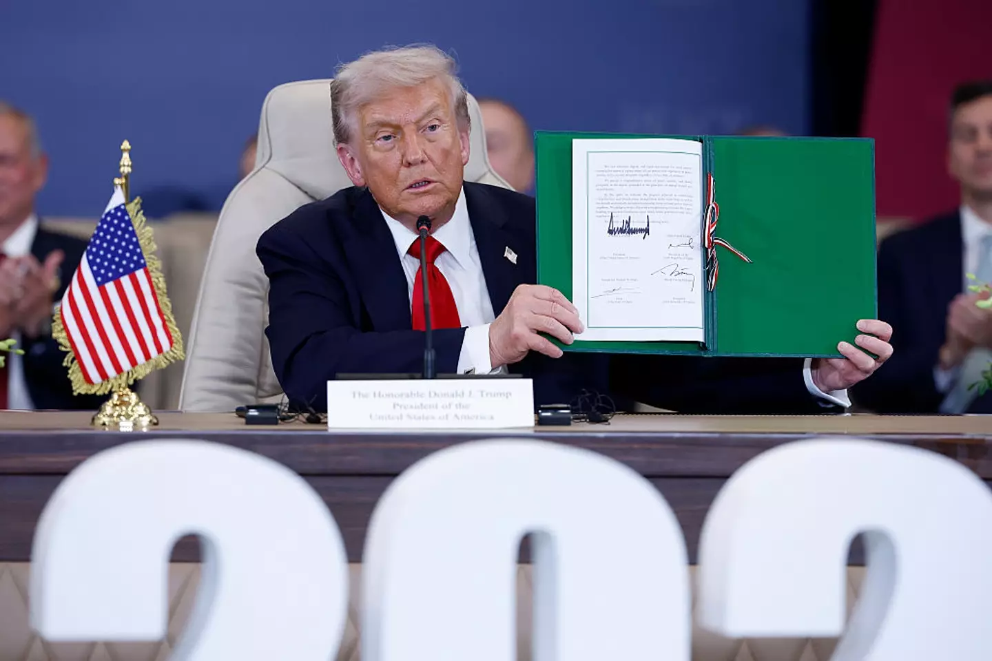 Donald Trump signed a Gaza ceasefire agreement in Egypt yesterday (Chip Somodevilla/Getty Images)