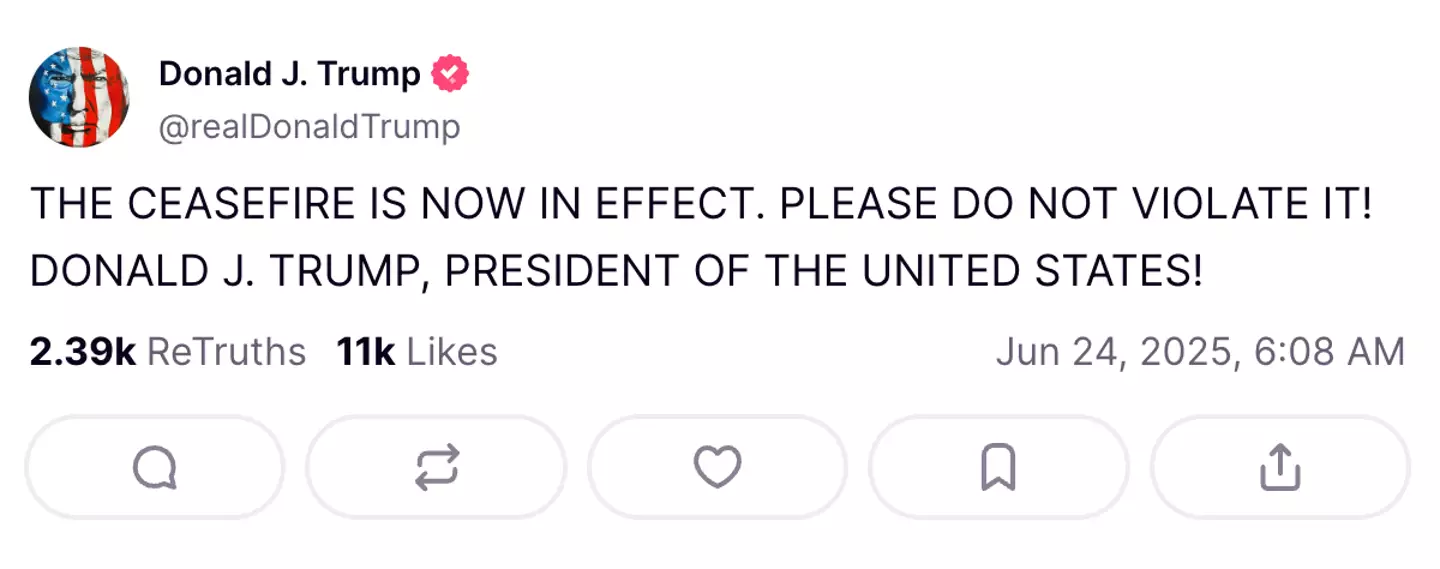 Trump issued his plea online (Truth Social)
