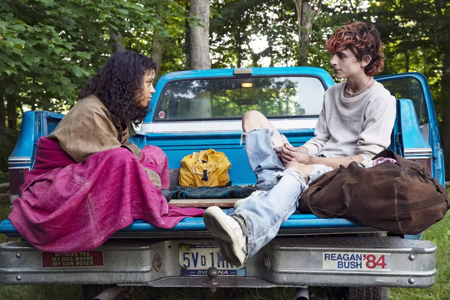 Timothée Chalamet and Taylor Russell in Bones and All.