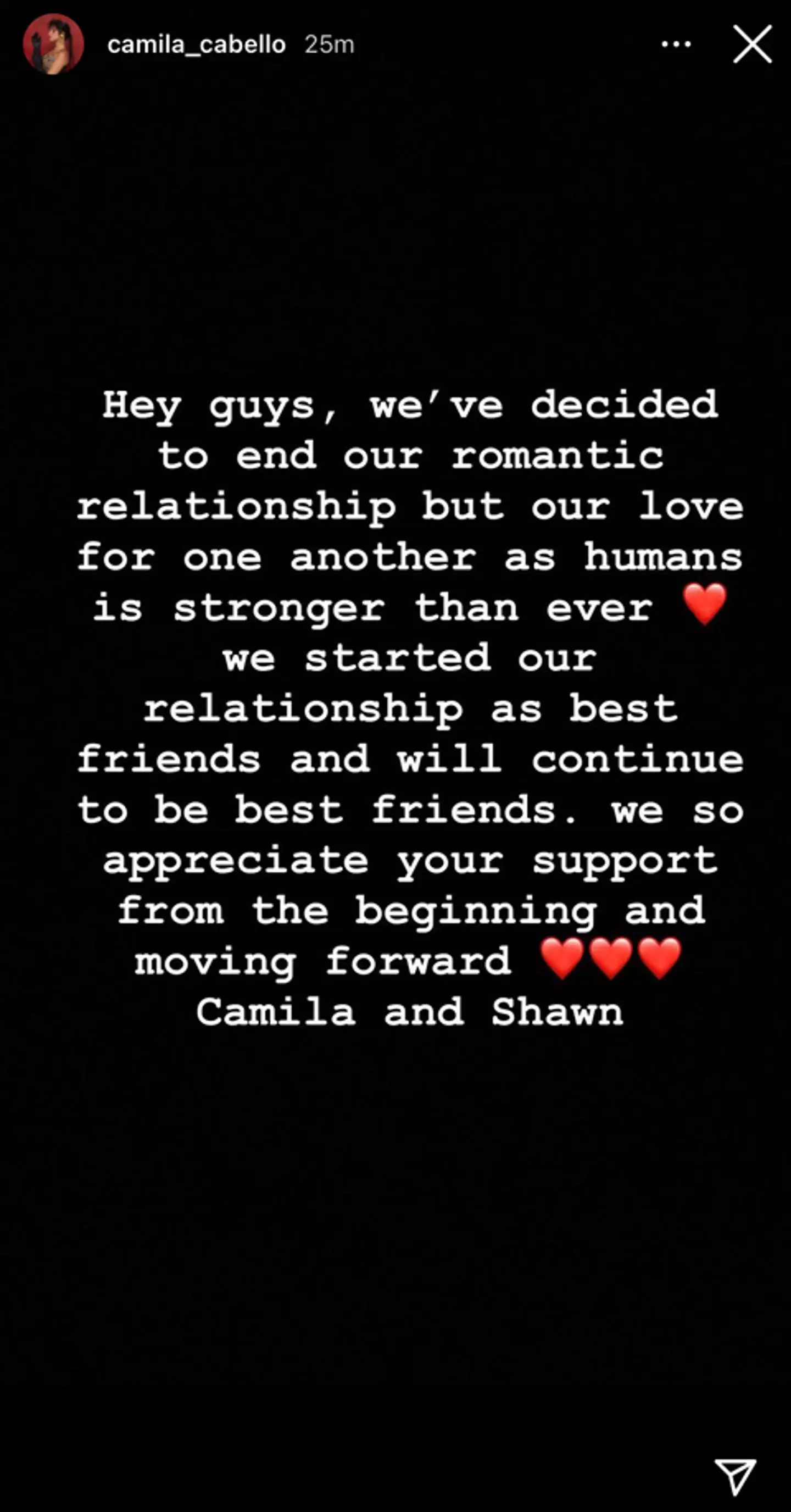 Back in November 2021, the couple of two years revealed on Instagram that they had ended their relationship (Instagram Camila Cabello).