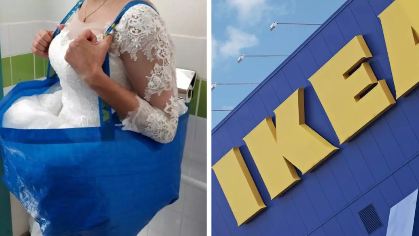 Bride shares genius IKEA bag hack so she can go to the toilet in her wedding dress