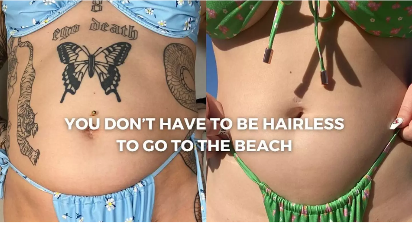 Women declare 'you don't have to be hairless to go to the beach' as they show off bikini bodies