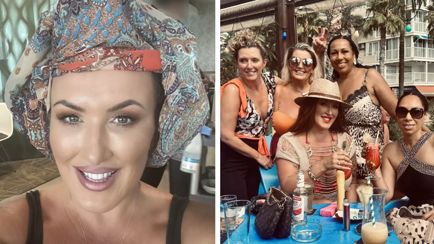 Mum fakes condition to trick 'jobsworth' airport lounge receptionist before Benidorm girls' trip