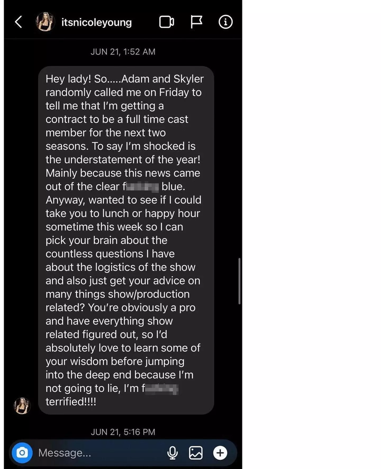 Chrishell Stause posted screenshots of their early conversation on Instagram.