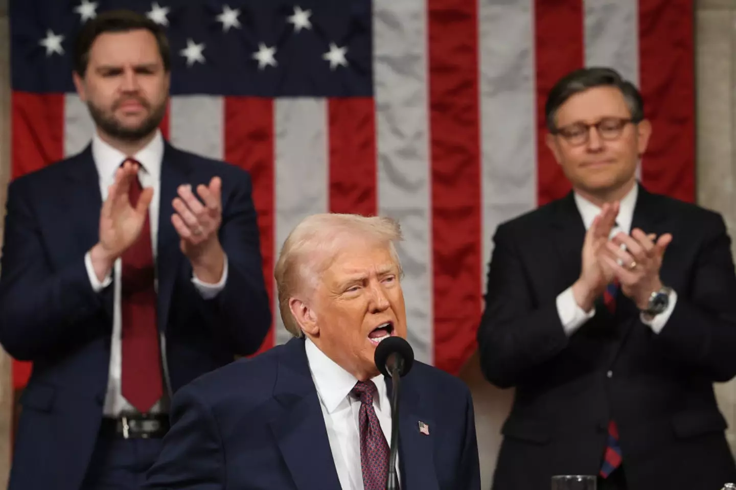 Trump, Vance and Johnson during Trump's Congress speech (Win McNamee/Getty Images)