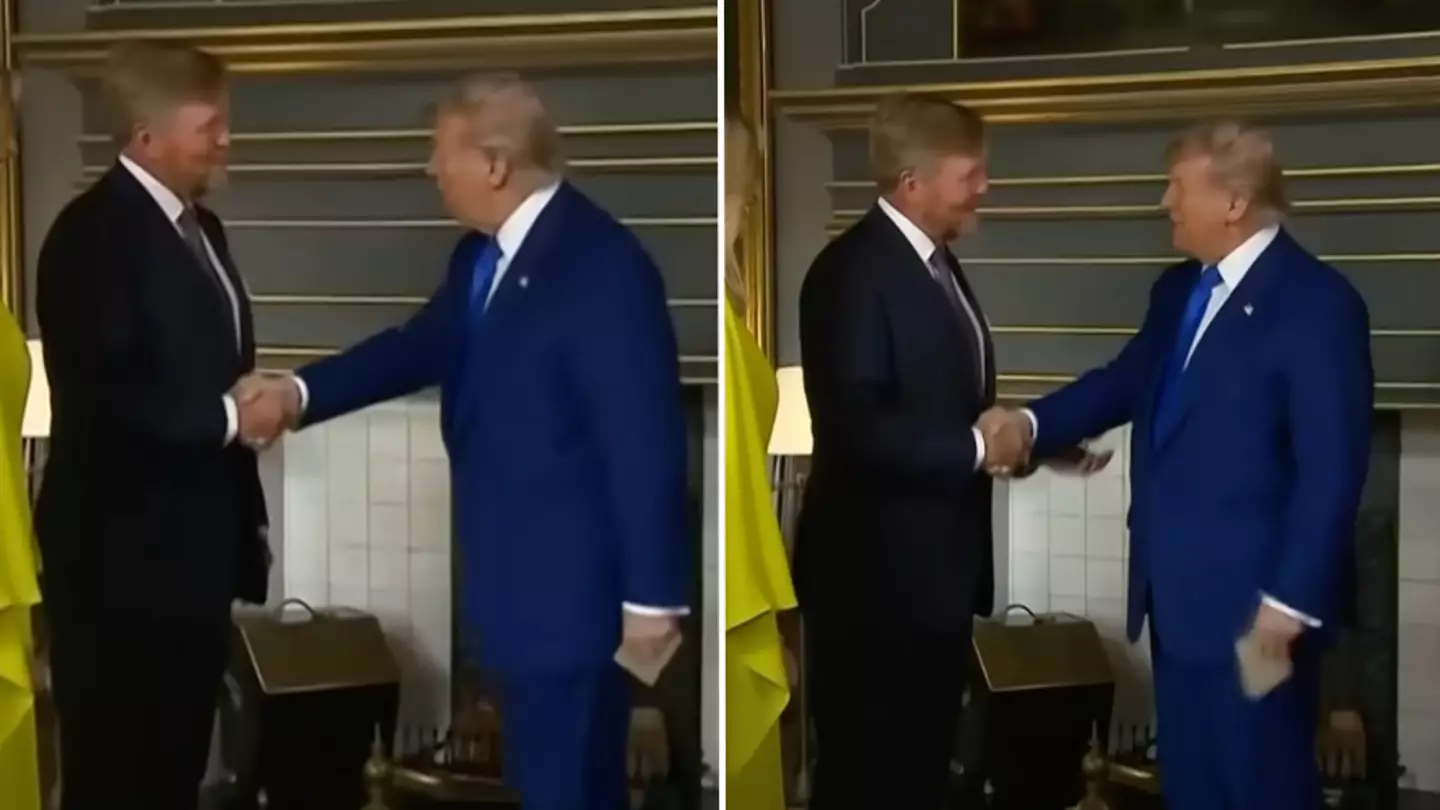 People spot King of the Netherlands' surprising response to Donald Trump handshake at NATO summit
