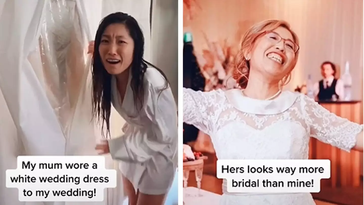 Bride Has Heartwarming Reaction As Mum Wears White Gown To Her Wedding