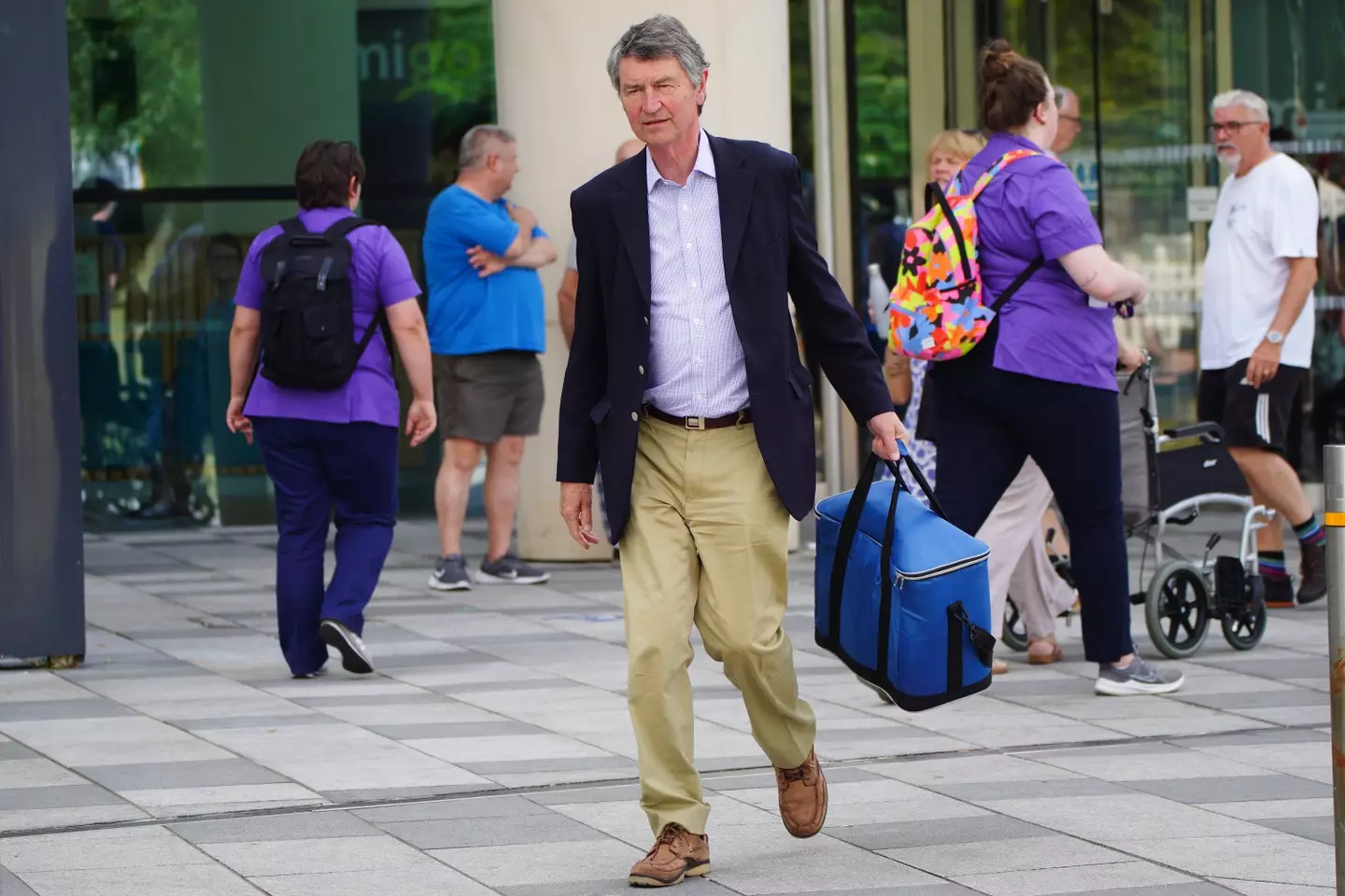 Vice Admiral Sir Tim Laurence leaving Southmead Hospital yesterday. (PA)