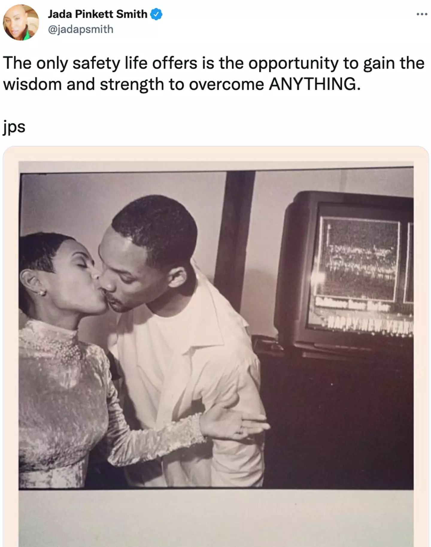 Jada shared a rare picture from their wedding on Twitter. (