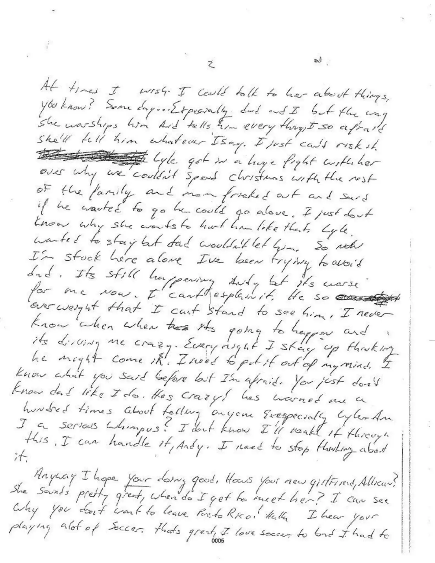 Lyle wrote Erik a 17-page letter in jail (Superior Court of the State of California, Los Angeles County)
