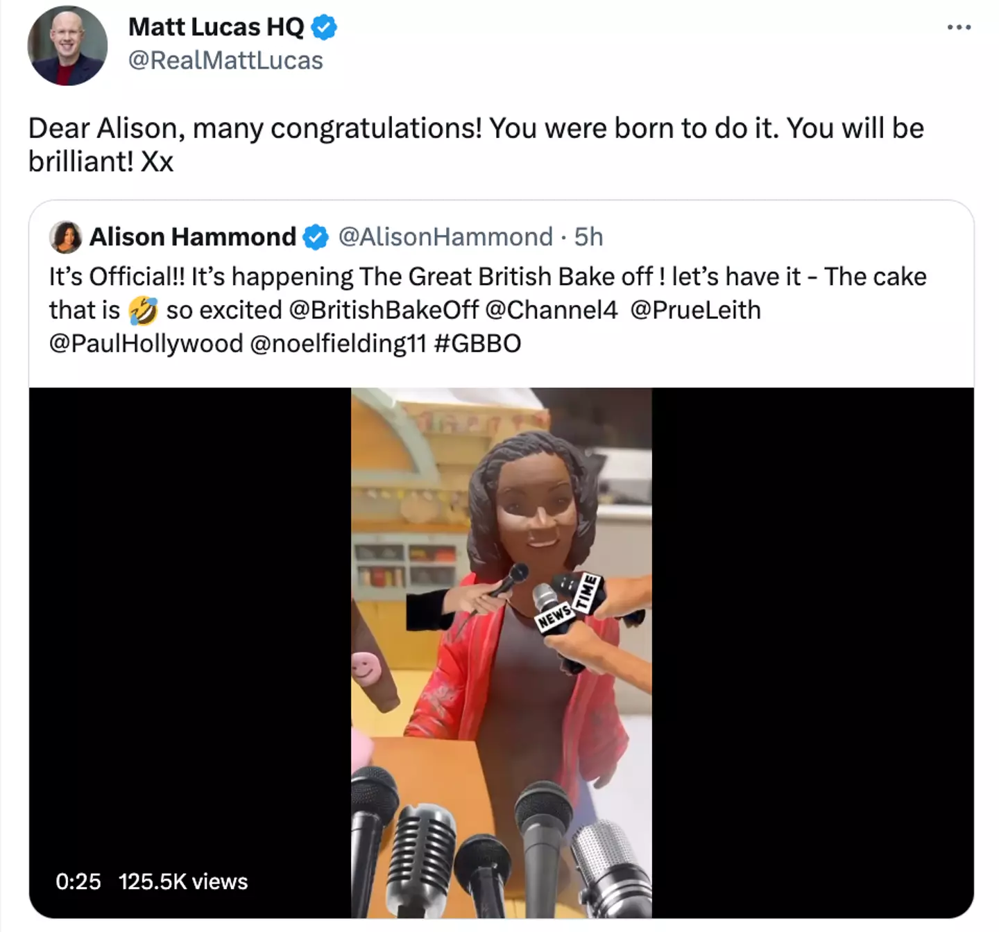 Matt Lucas has congratulated Alison on the new role.