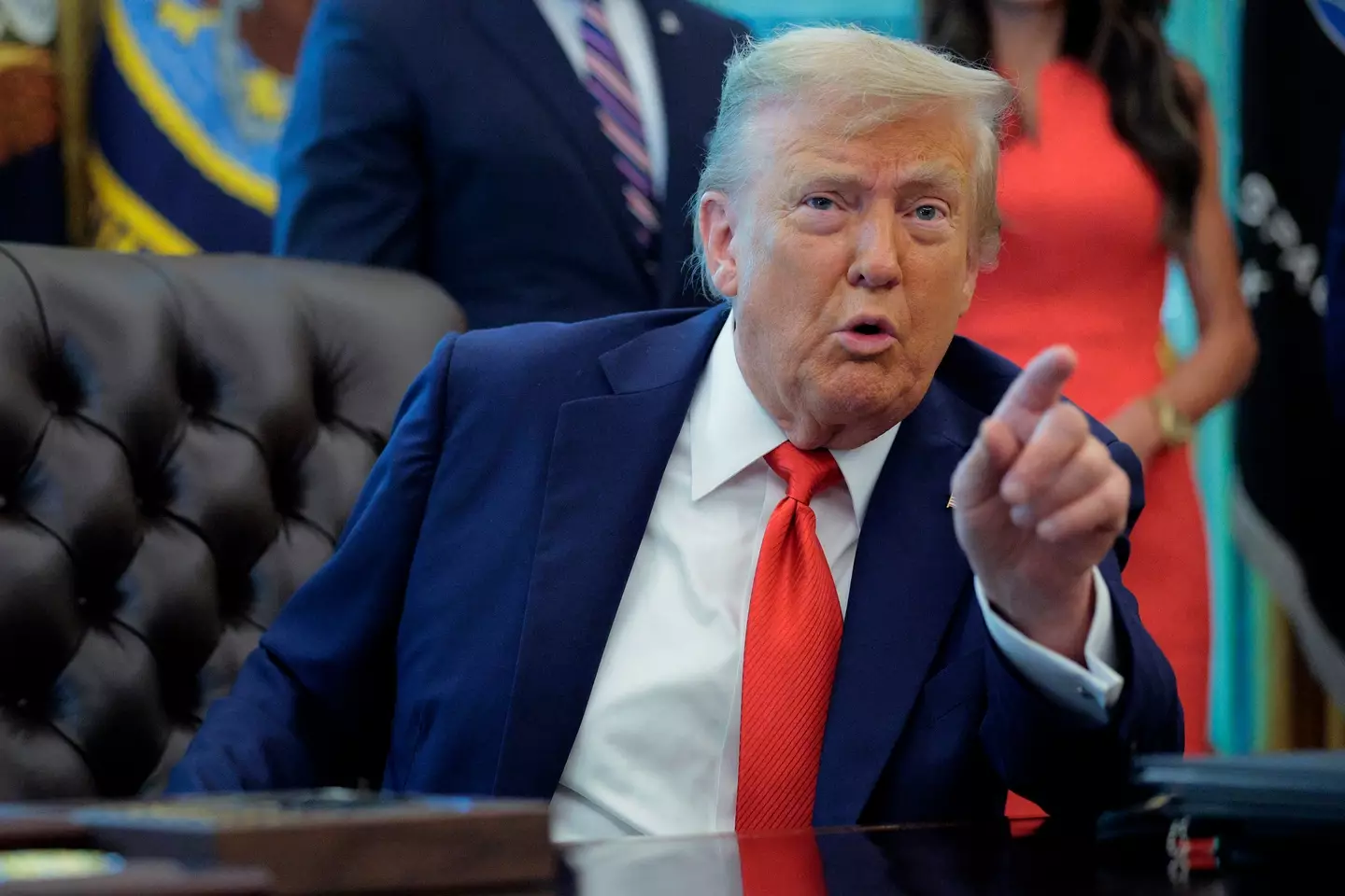 The Democrat said Trump was 'unstable, obsessed with revenge, consumed with grievance and out for unchecked power' (Chip Somodevilla/Getty Images)