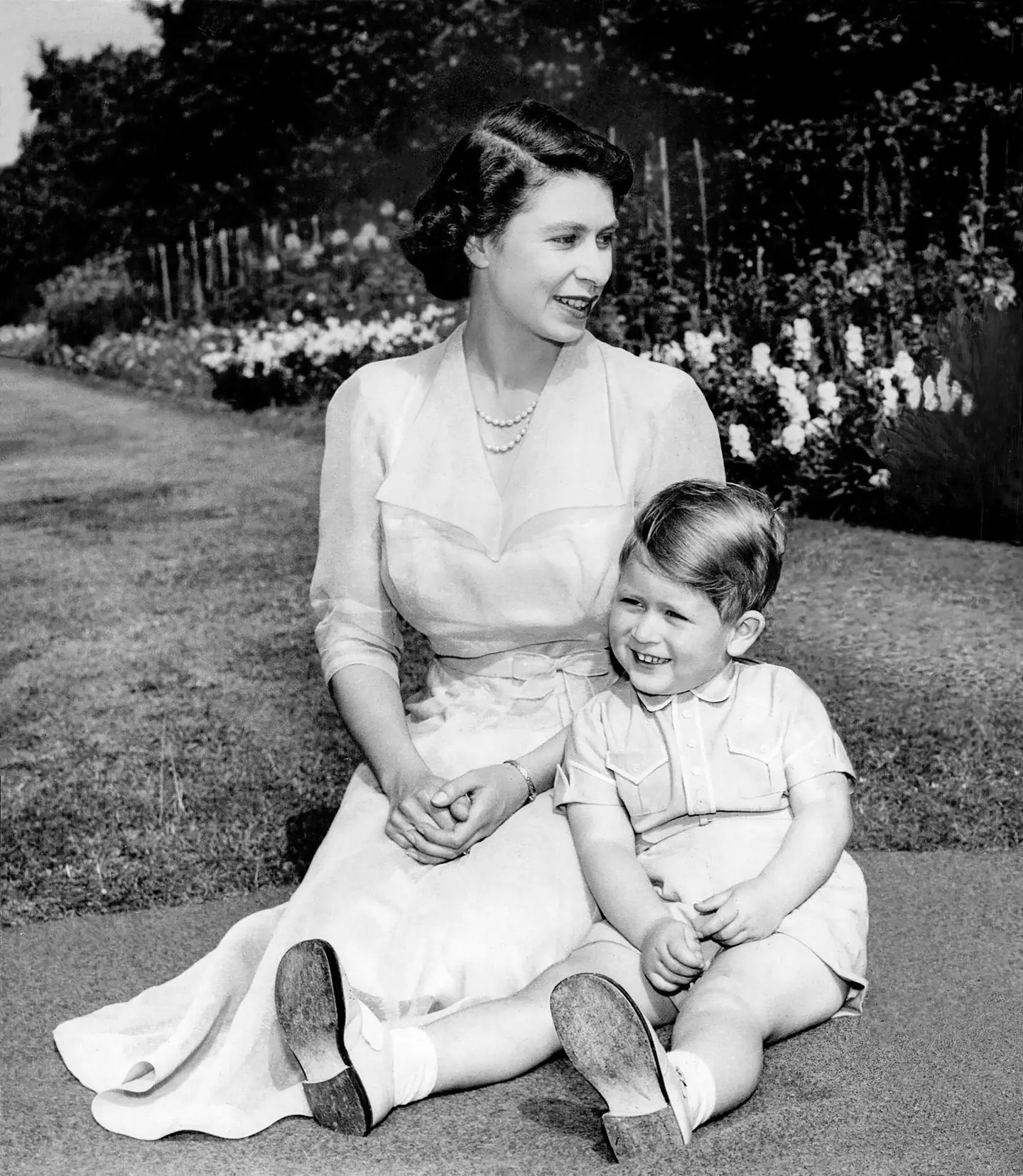 The Queen with Charles in August 1951.