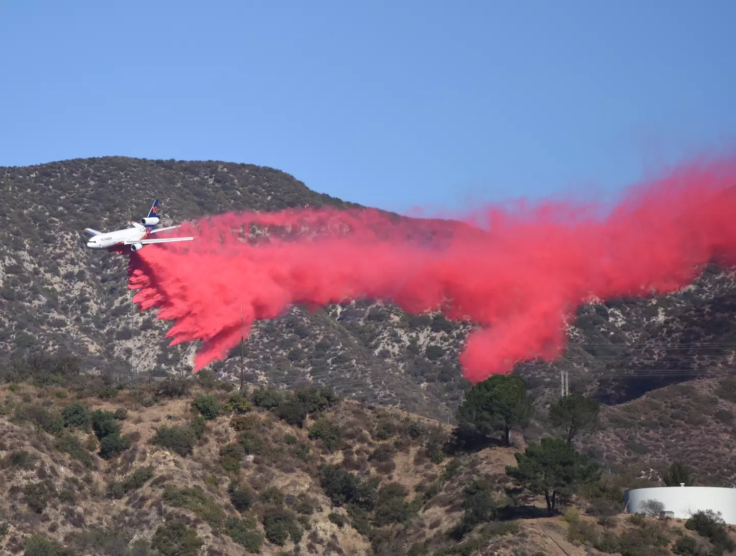 This pink powder has been used to fight fires in California since 1963 (Zhang Shuo/China News Service/VCG via Getty Images)