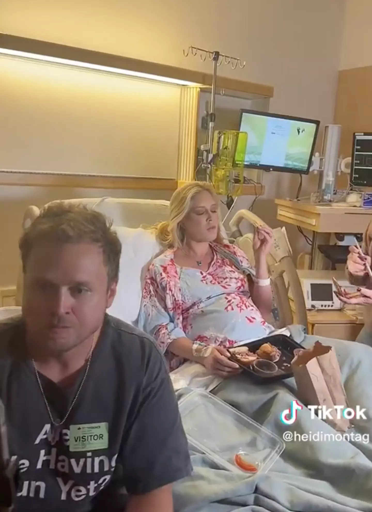 Montag's husband appears to be vlogging or on call with someone.