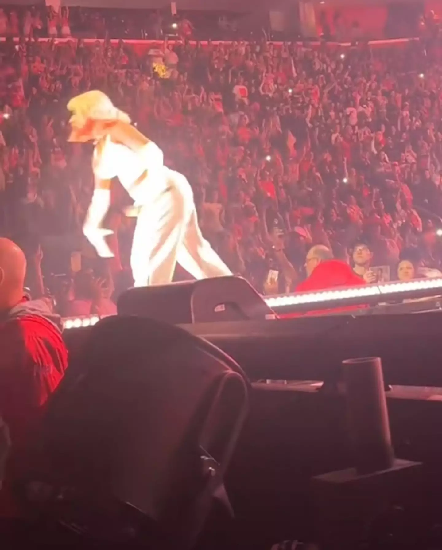 Nicki Minaj was performing in Detroit when she had to deal with an item being thrown onstage. (TikTok/@itsneshaaa)