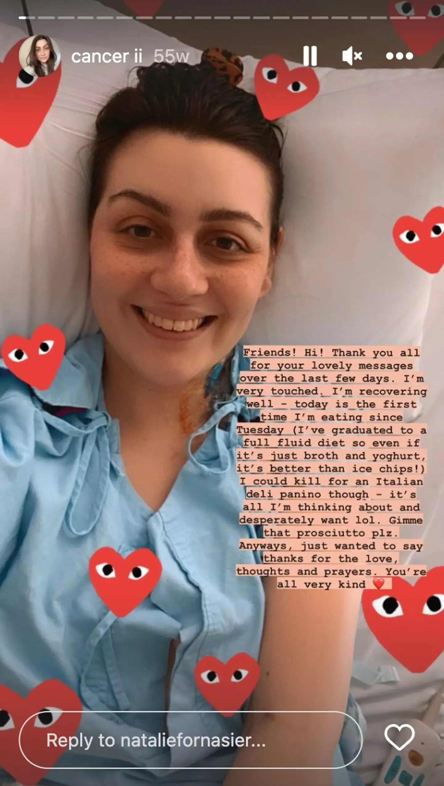 Natalie has bravely shared her story on Instagram.