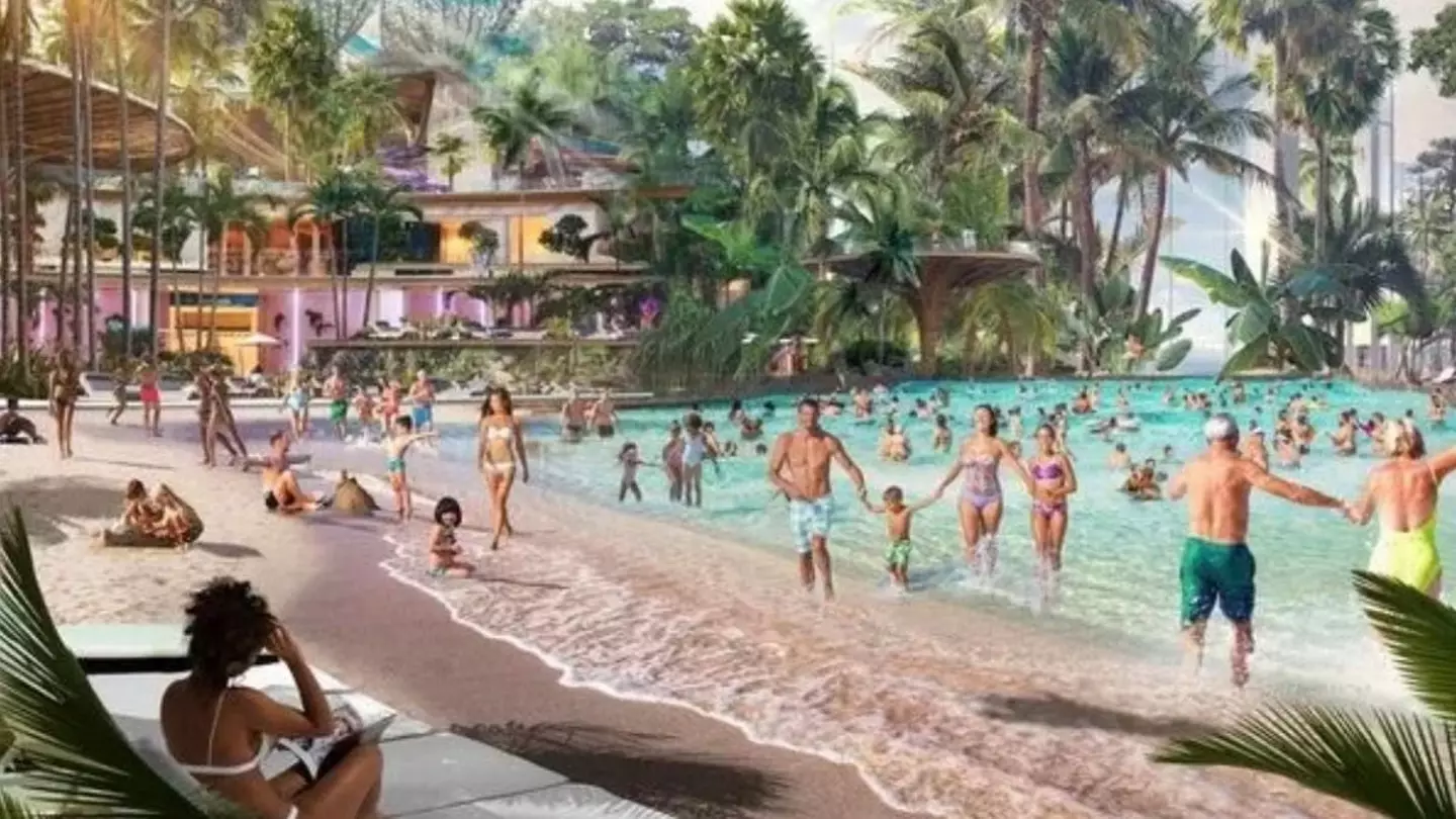 The all-season beach will also have a wave pool.