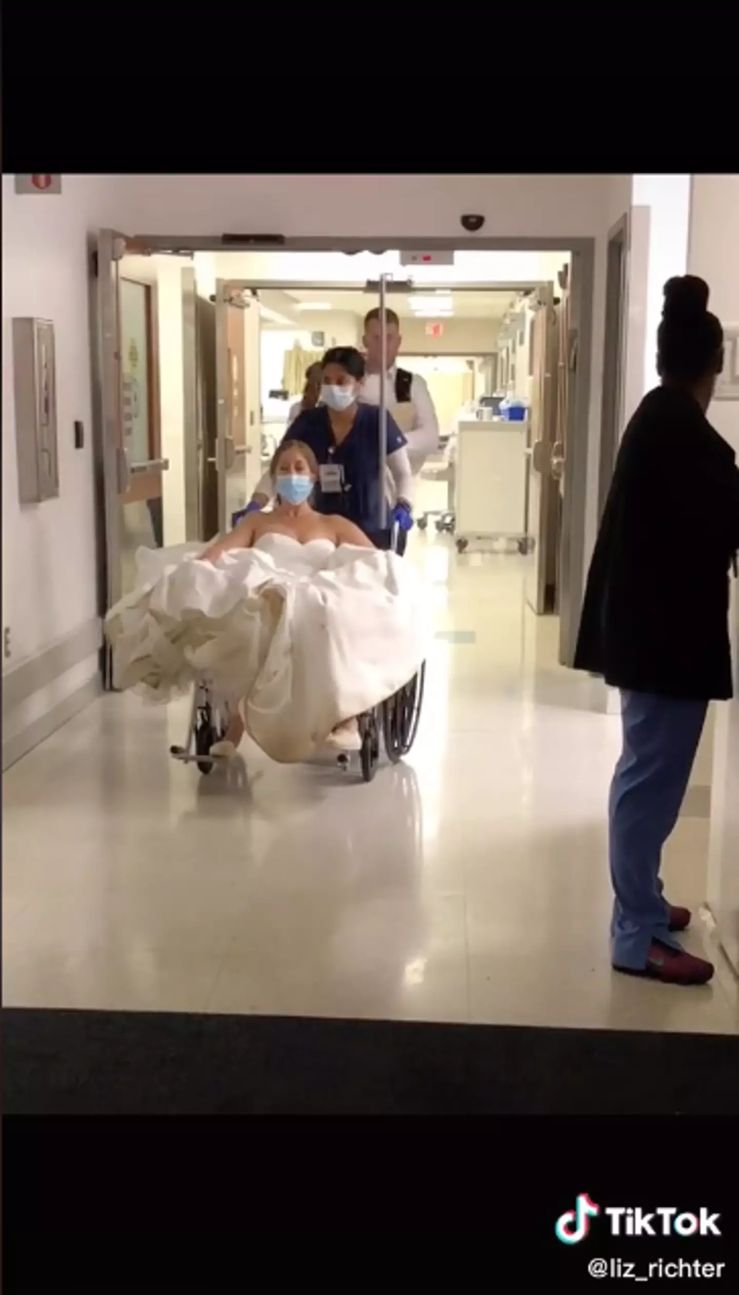 The bride was treated at hospital (