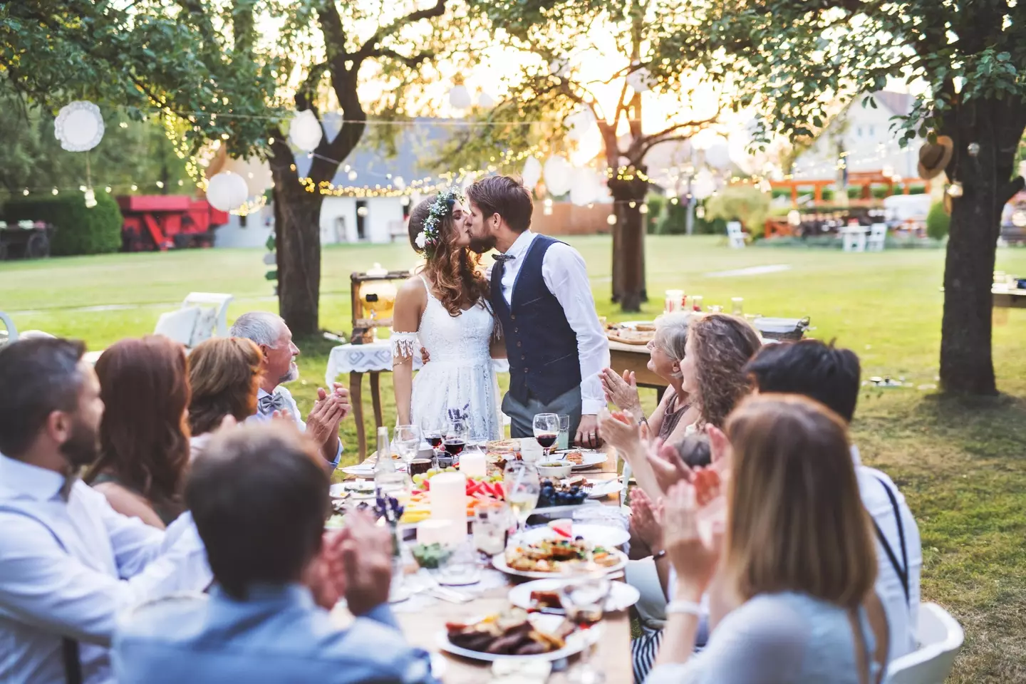 The bride explained that they were having a small dinner rather than a reception.