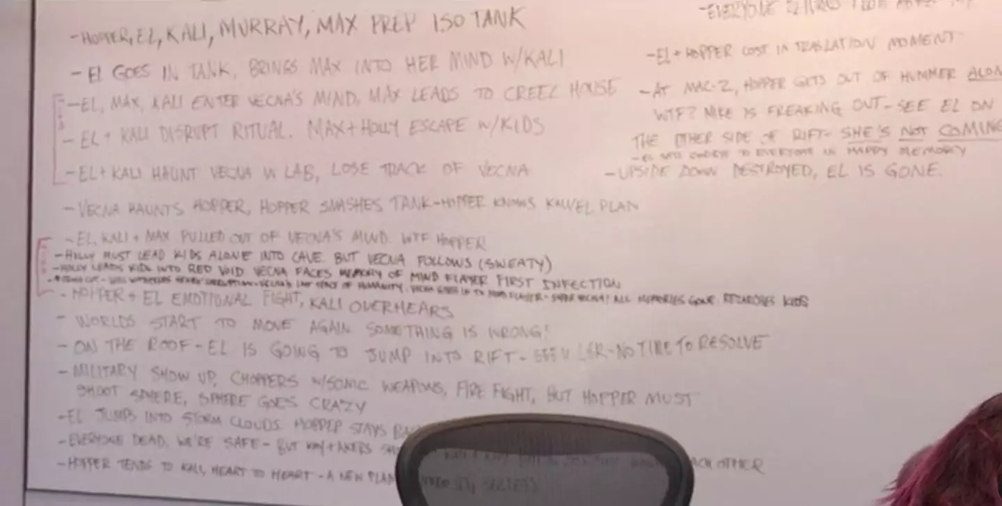 Viewers are going wild over details in a whiteboard screenshot from the documentary (X / @BettysLilis (via Netflix: One Last Adventure: The Making of Stranger Things 5)