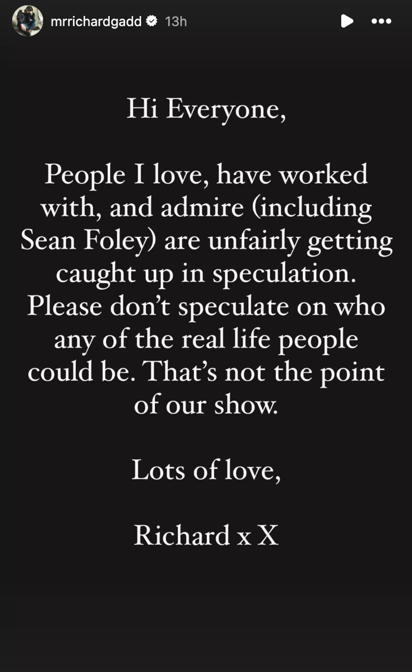 Richard posted his plea to Instagram. (Instagram/@mrrichardgadd)