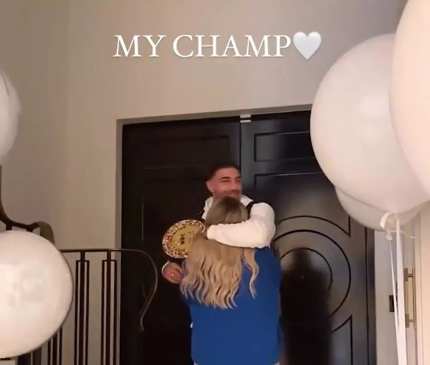 Molly-Mae welcomed Tommy Fury home after his boxing win.